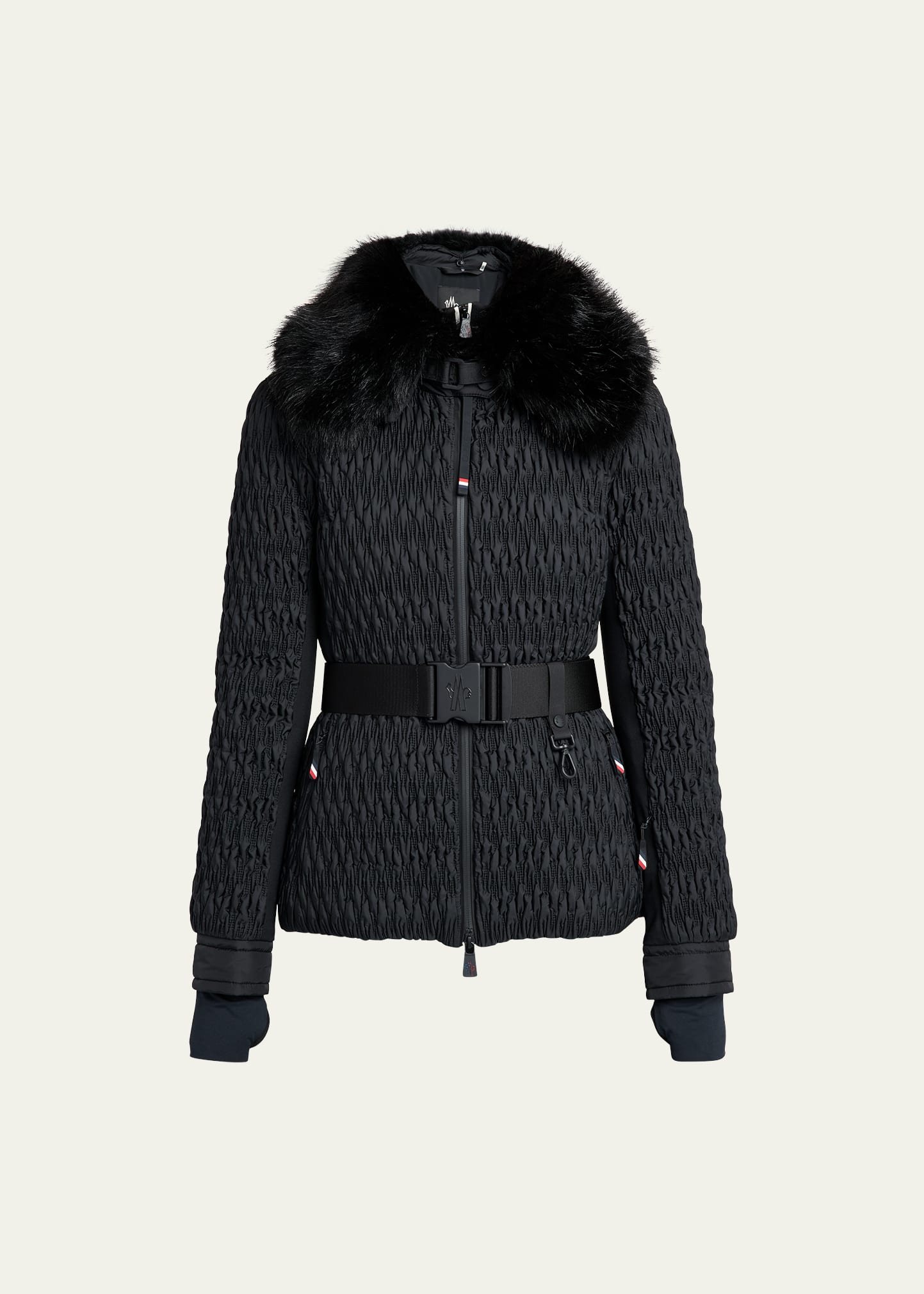 Moncler Plantrey Quilted Down Jacket With Belt In Black