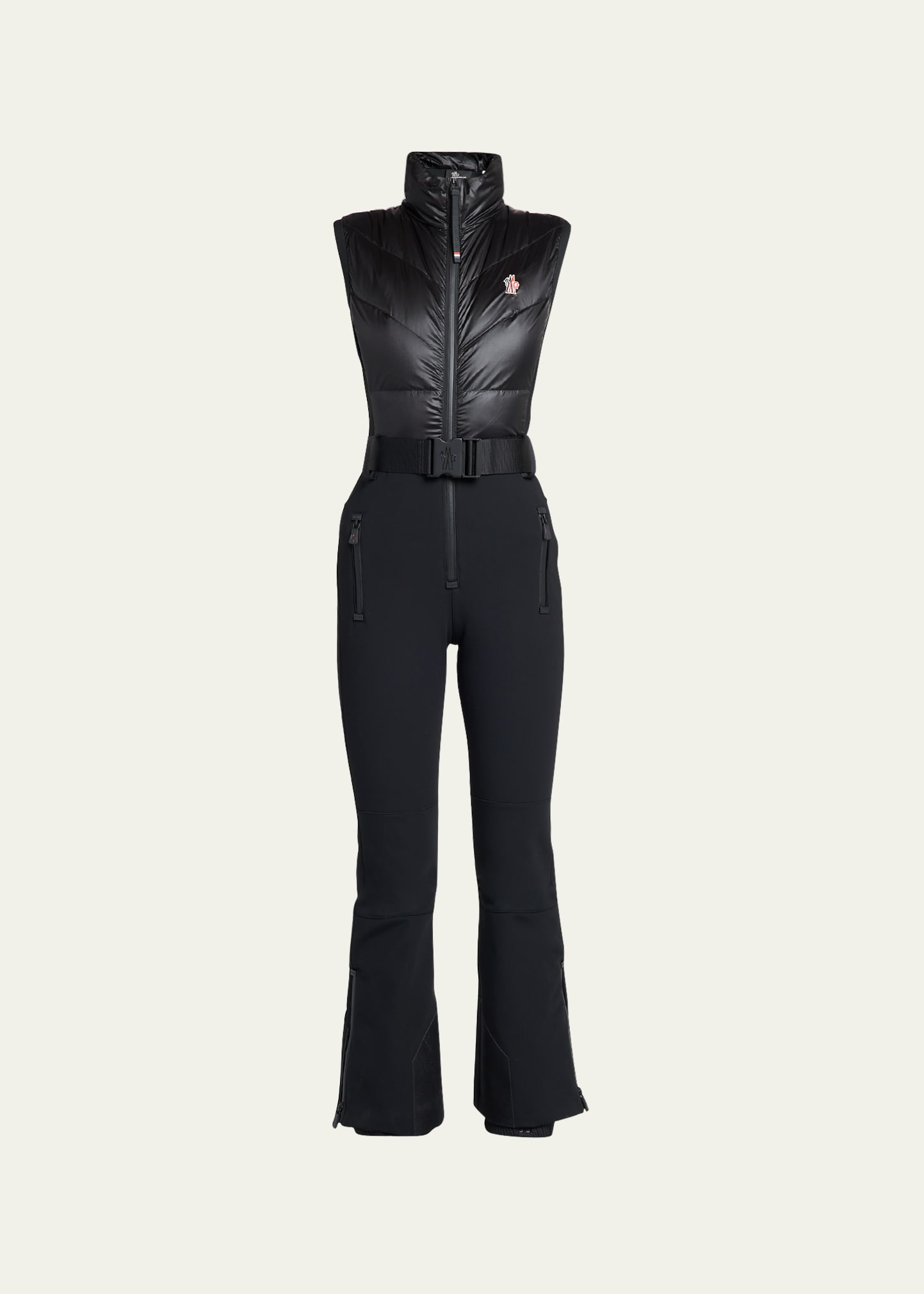 Moncler All-in-one Puffer Jumpsuit In Black