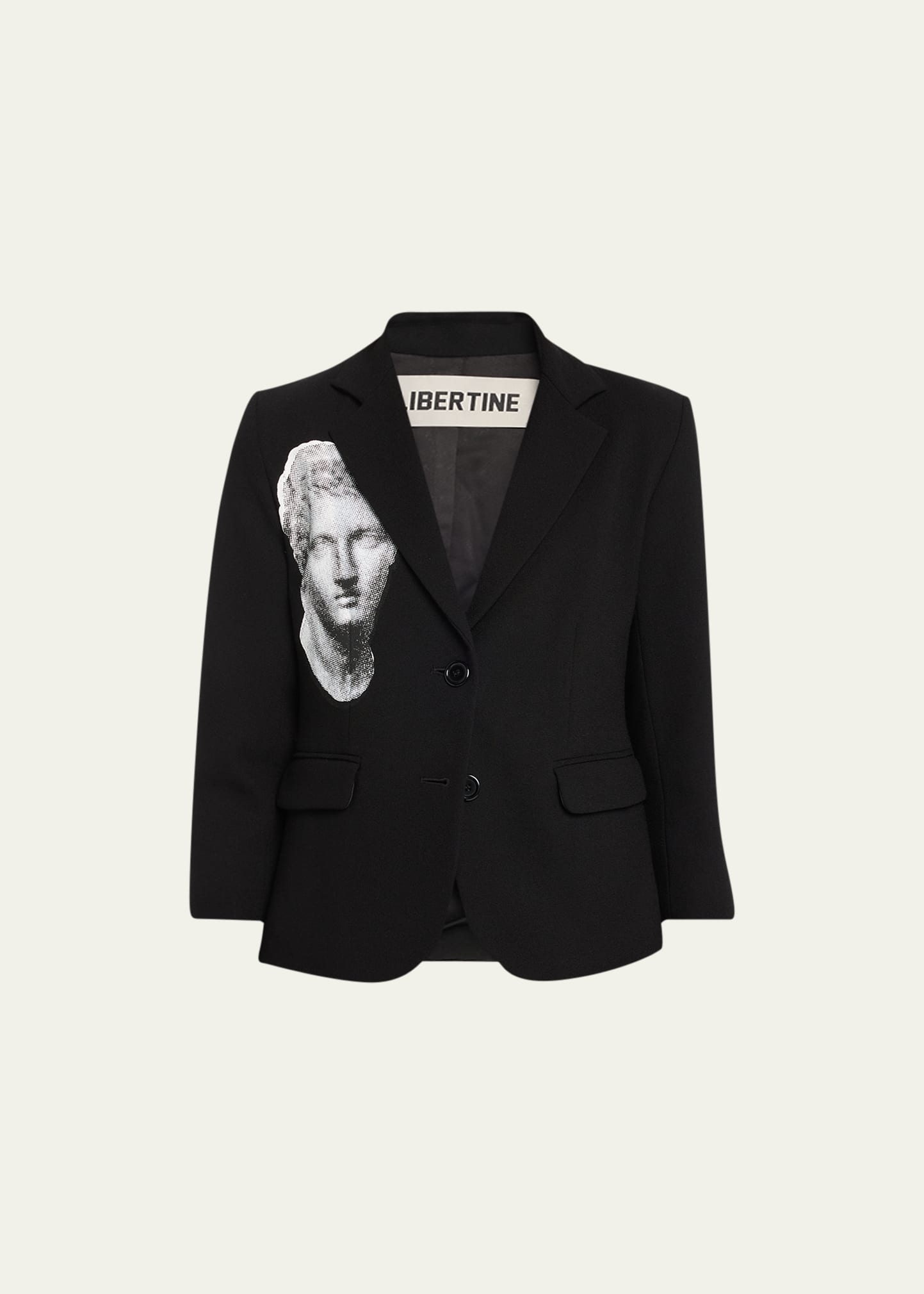 Libertine Cupid And Psyche Blazer Jacket With Printed Detail In Black
