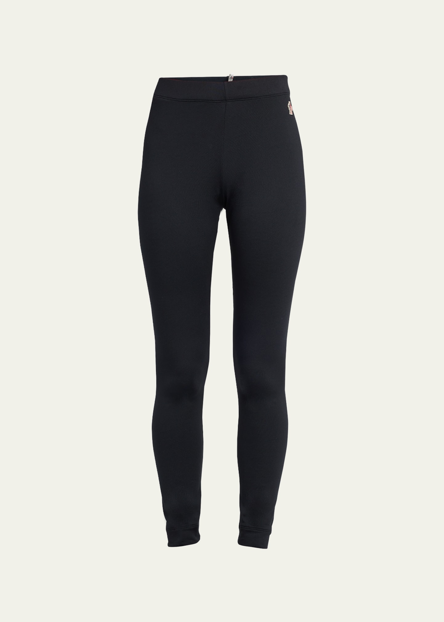 Moncler Fitted Leggings With Logo Detail In Black