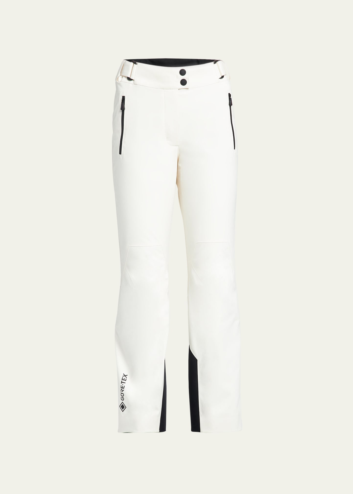 Shop Moncler Belted Contrast Ski Trousers In White