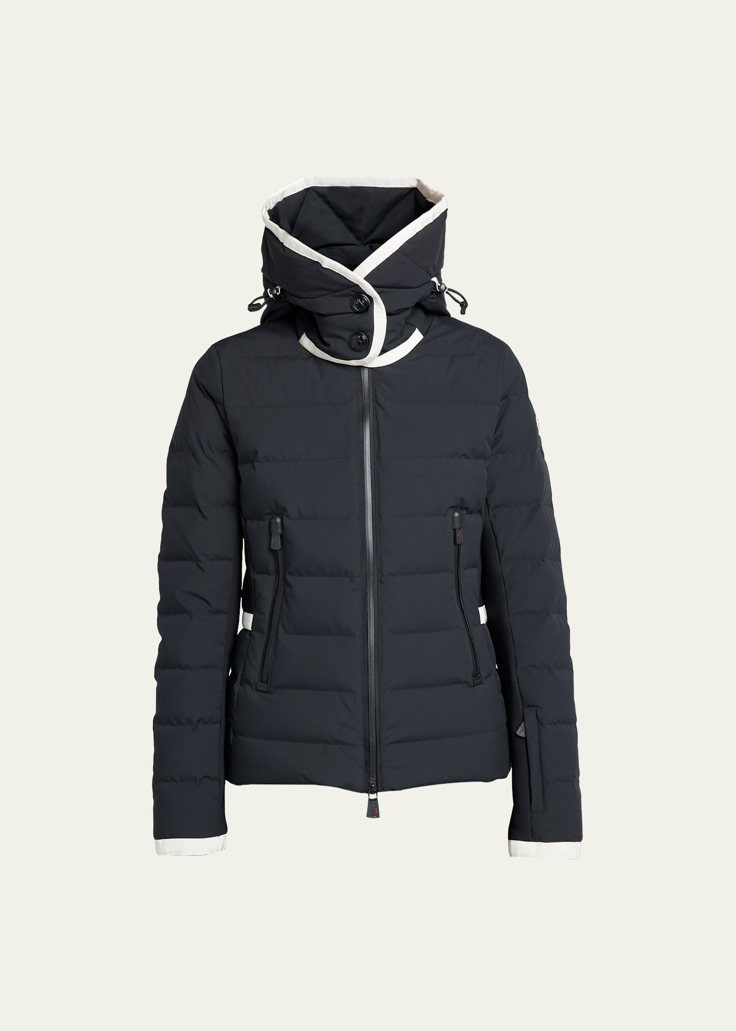 Shop Moncler Lamoura Puffer Jacket With Contrast Trim In Black