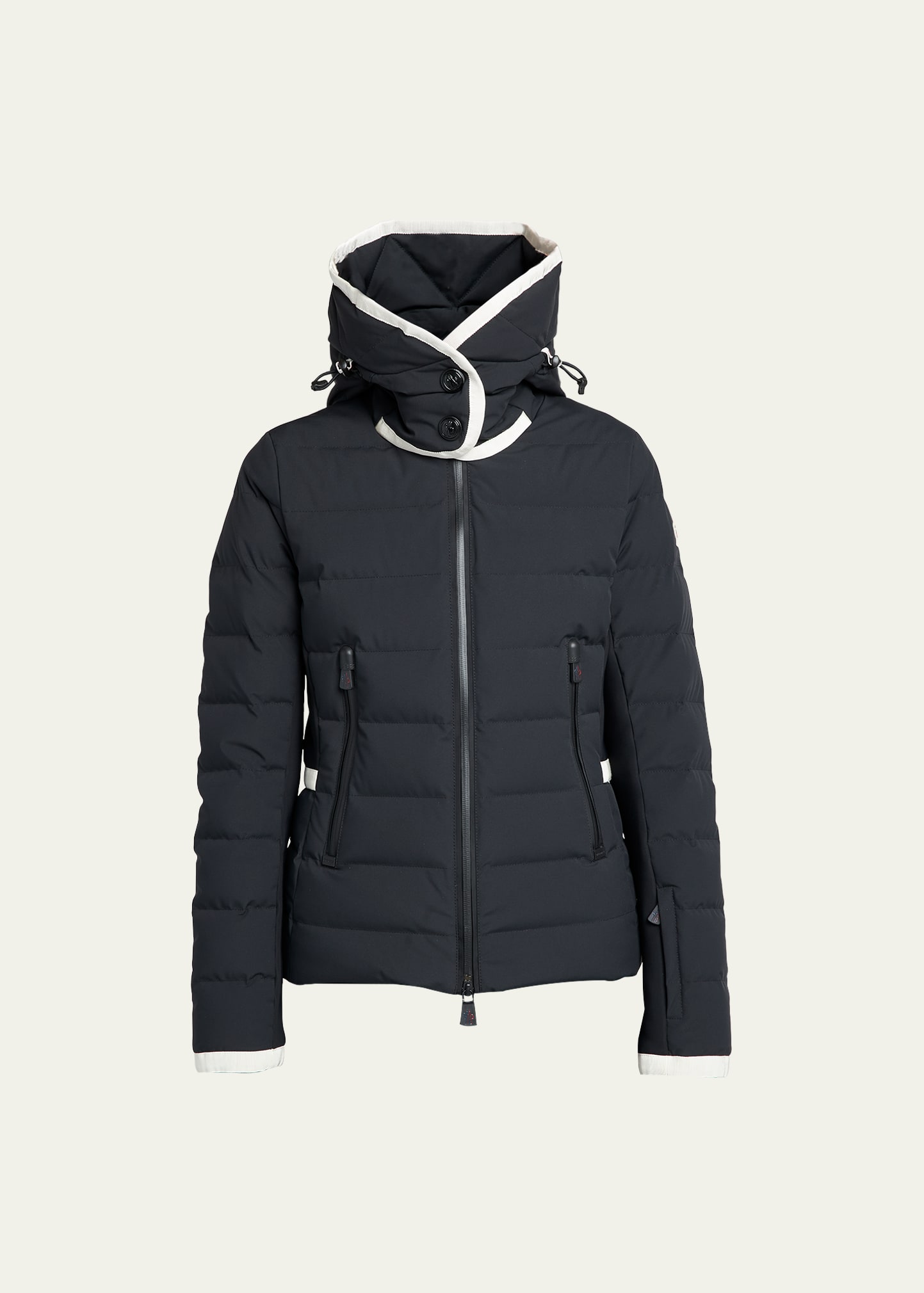 Moncler Lamoura Puffer Jacket With Contrast Trim In Black