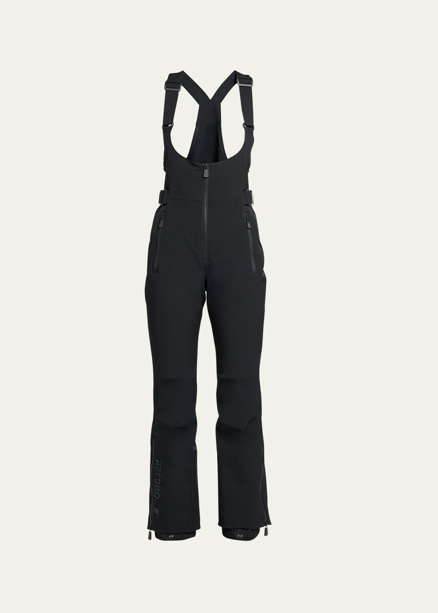 Shop Moncler Half-zip Belted Ski Suit In Black