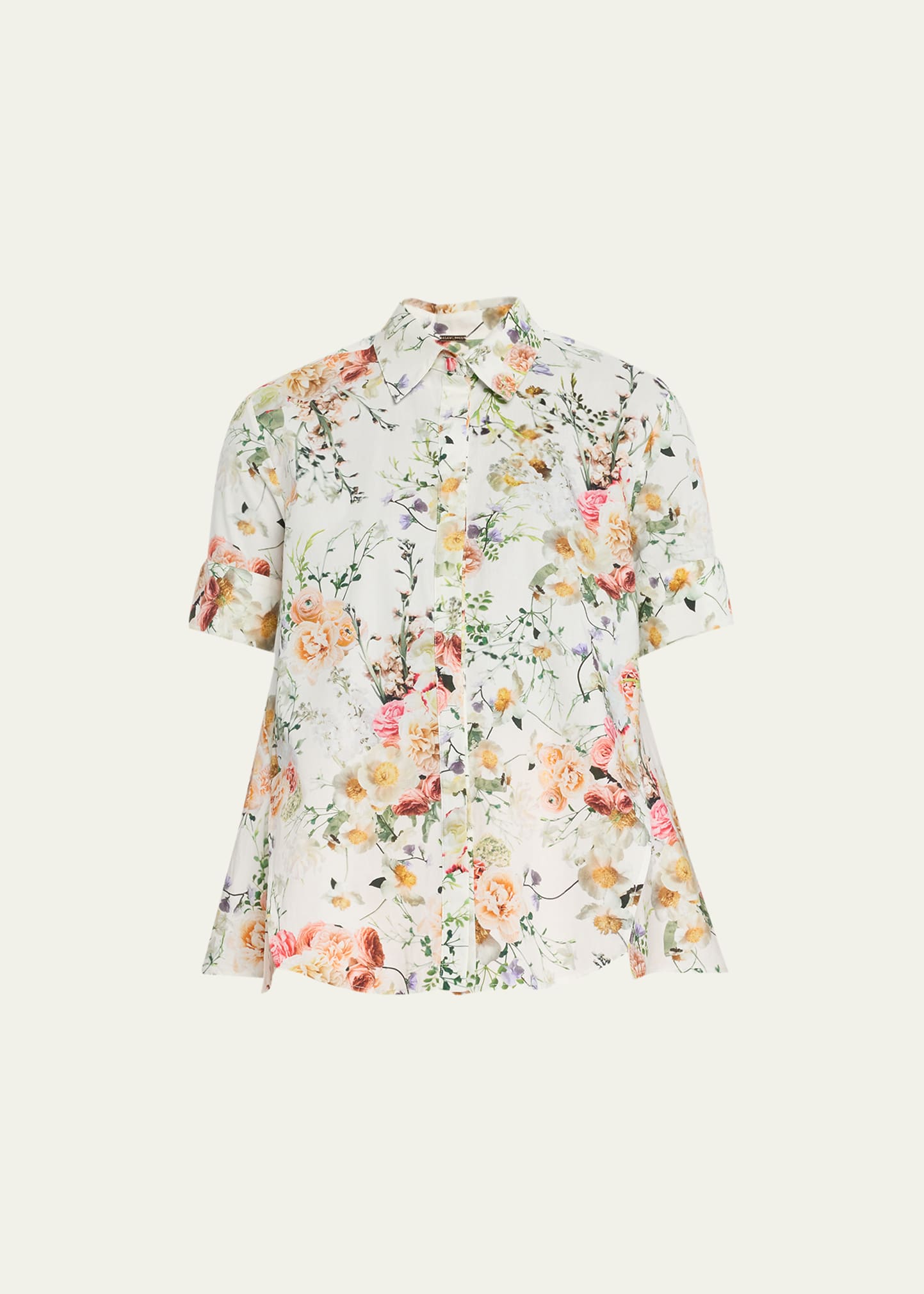 Floral Print Poplin Trapeze Shirt