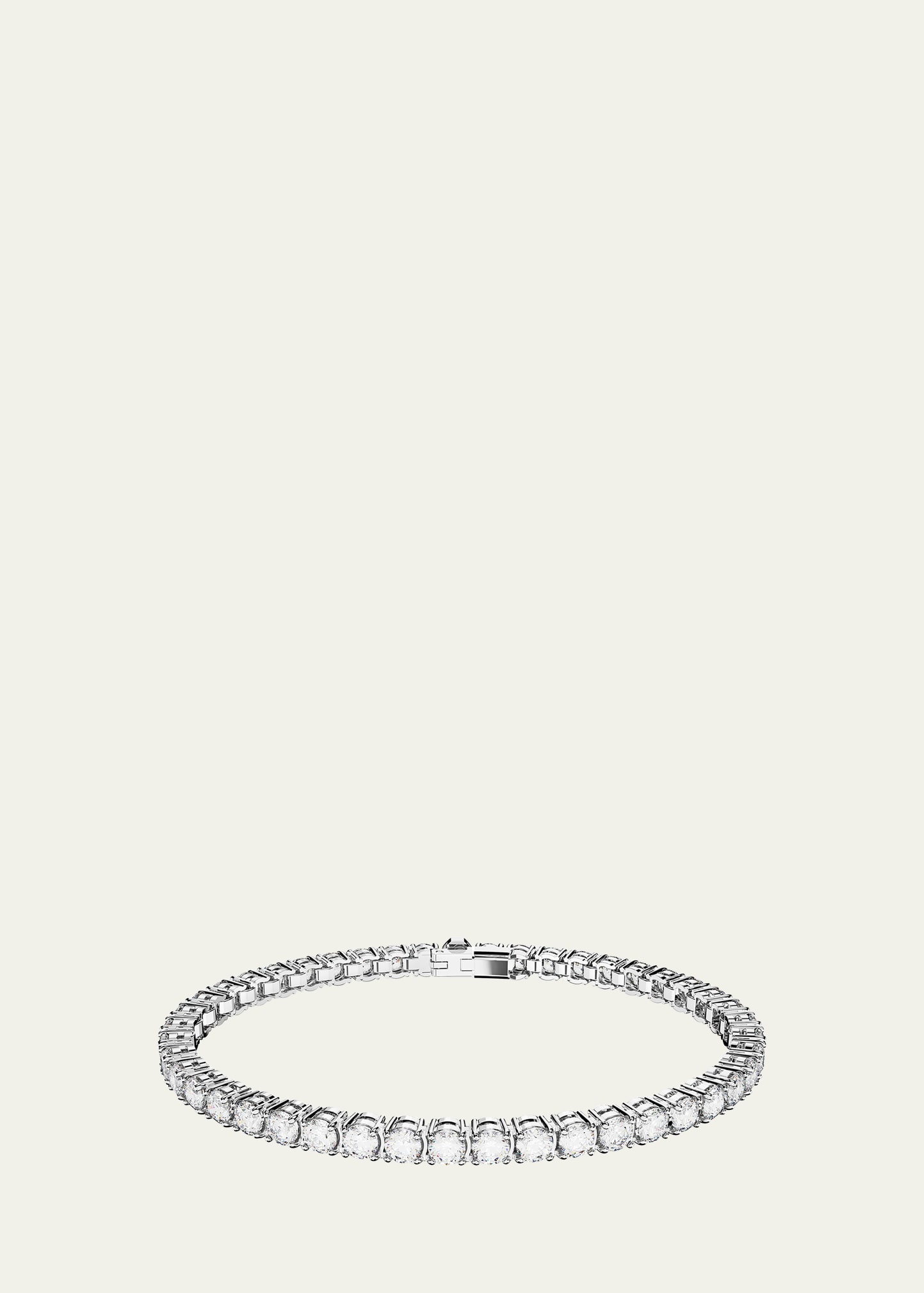 Shop Swarovski Matrix Rhodium-plated Round-cut Crystal Tennis Bracelet In Clear