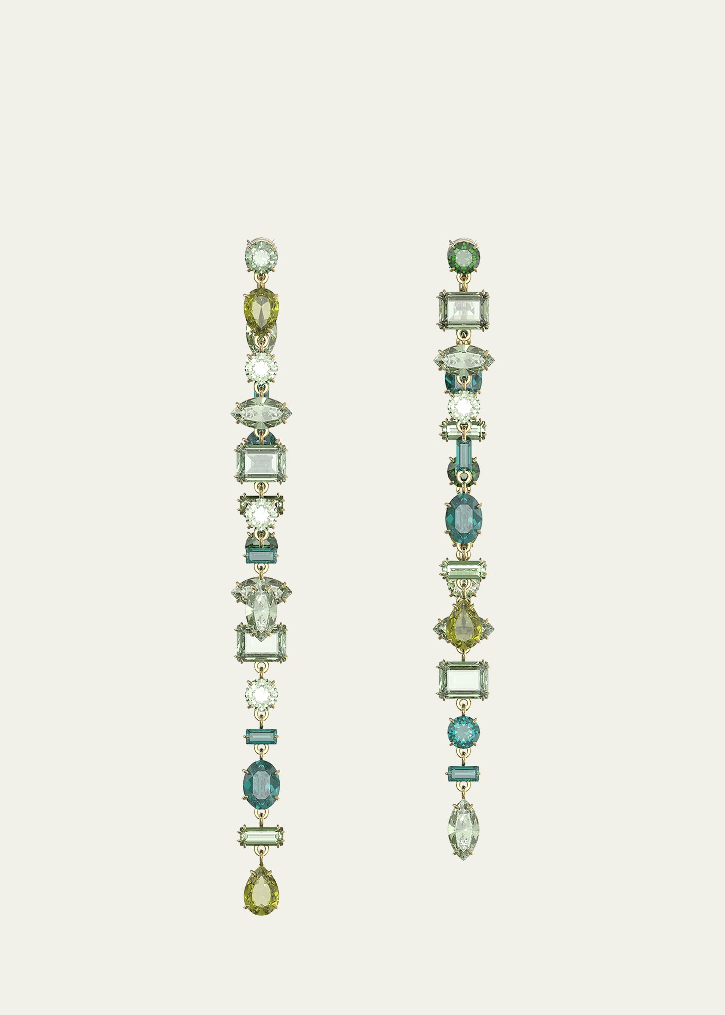 Swarovski 'gema' Asymmetric Crystal Drop Earrings In Green