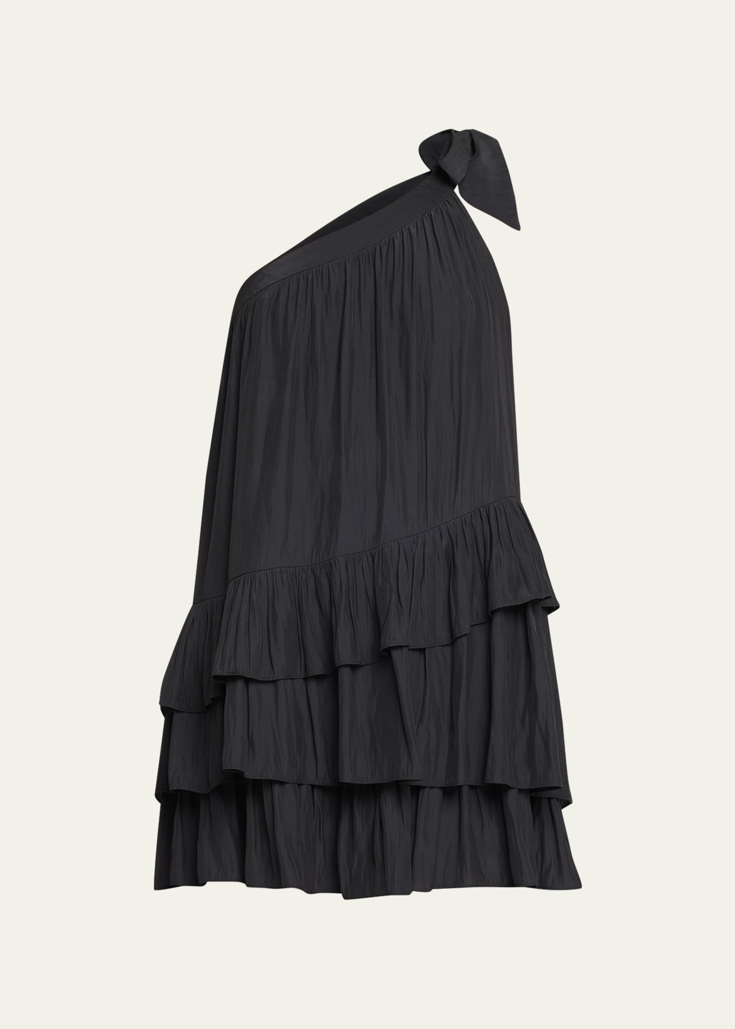 Shop Ramy Brook Riley Tiered Asymmetric Mini Dress In Black