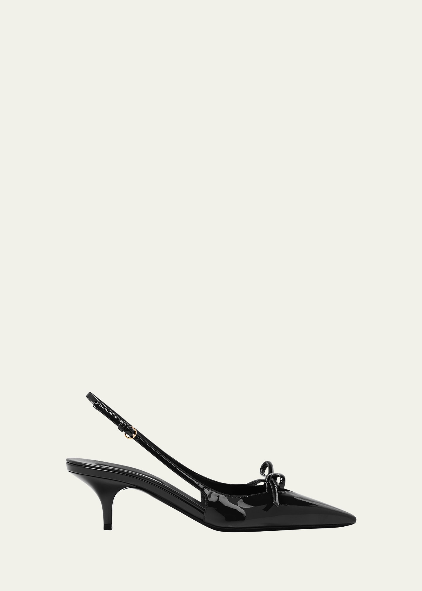 Shop Miu Miu Patent Bow Kitten-heel Slingback Pumps In Nero