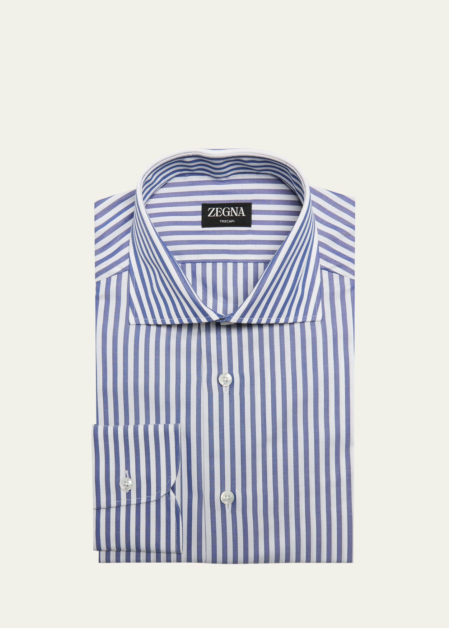 Zegna Trofeo Checked Cotton Shirt In Dk Blustrp