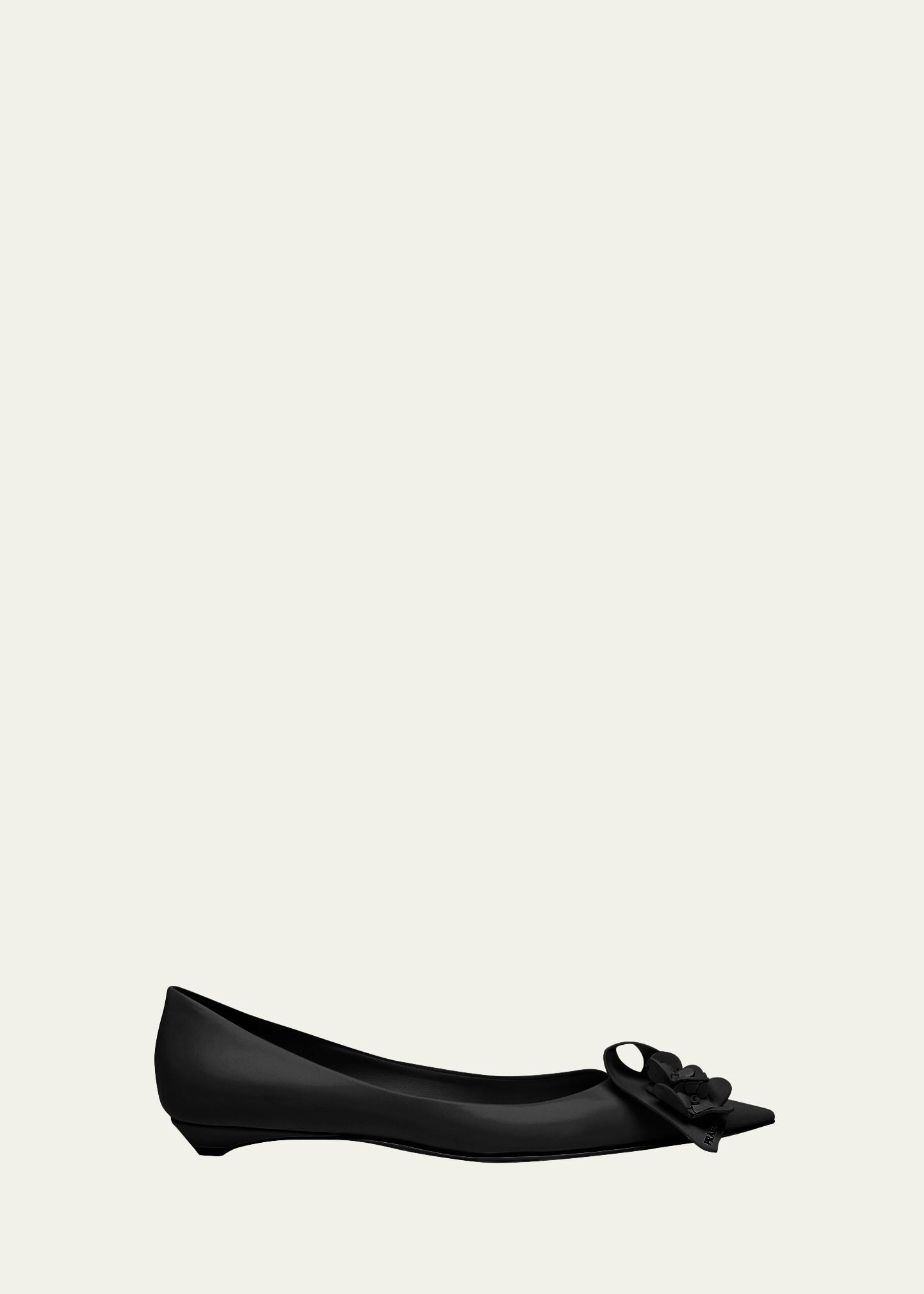 Ami Alexandre Mattiussi Leather Twist Floral Ballerina Flats In Nero