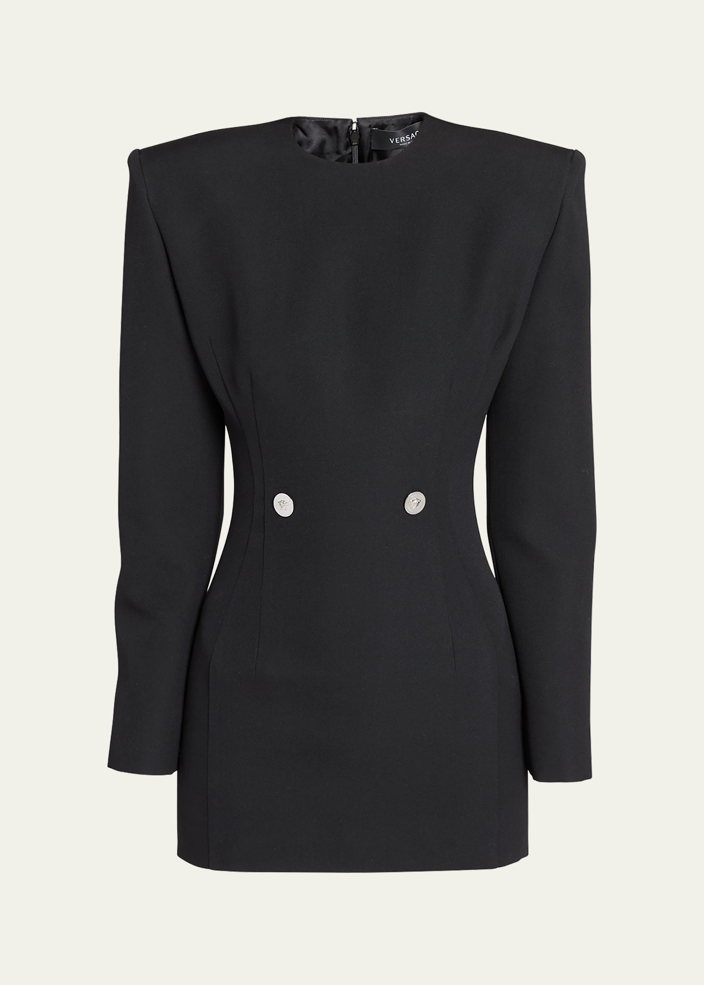 Versace Hourglass Grain-de-poudre Minidress In Black