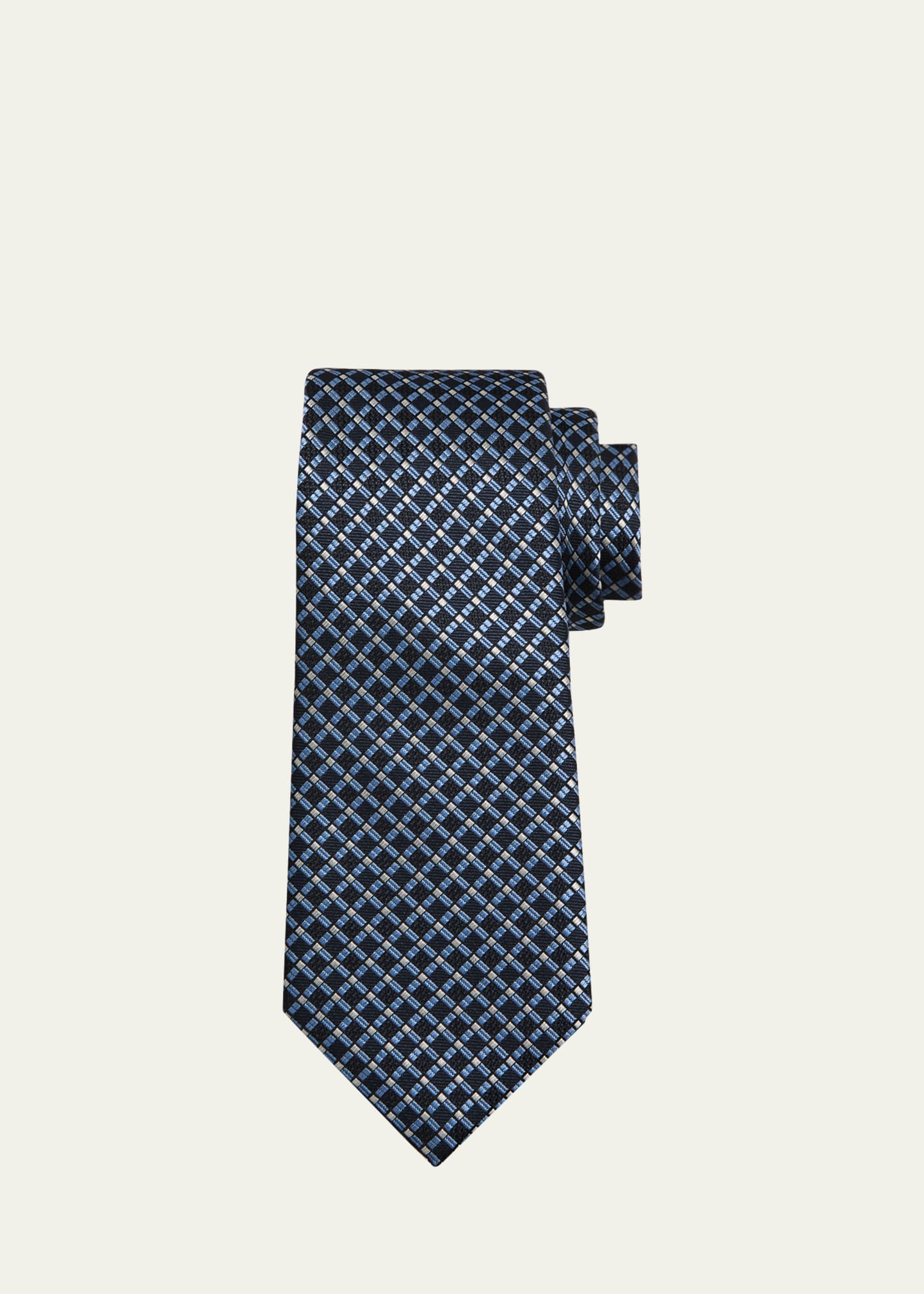 Armani quatrefoil-pattern Silk Tie - Blue