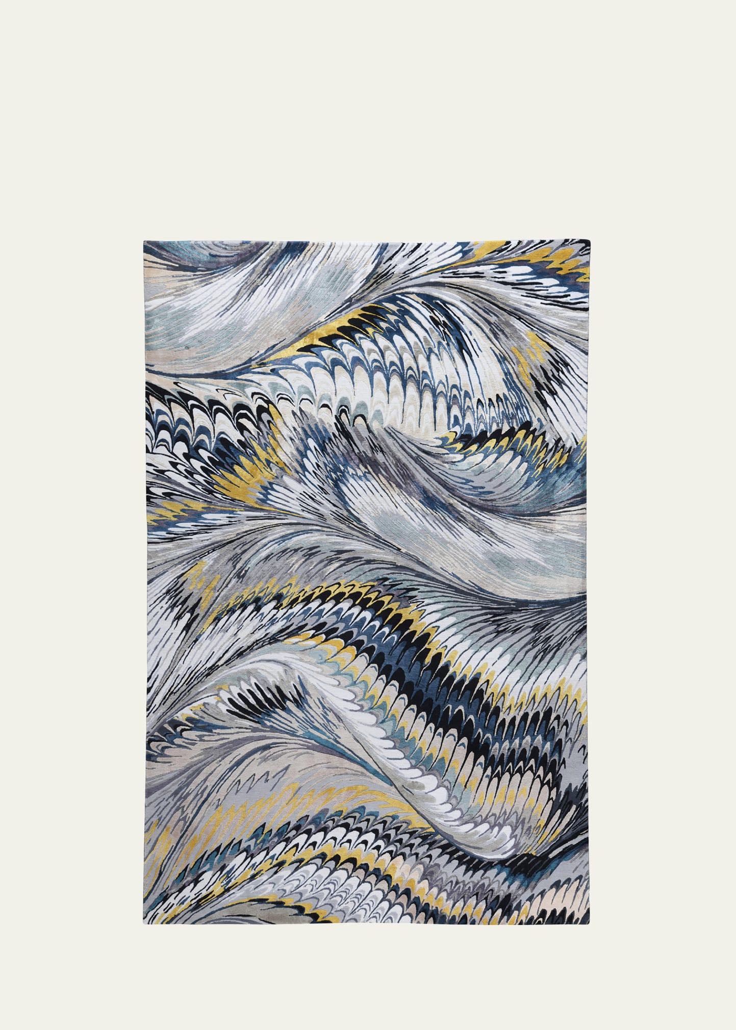 The Rug Company X Mary Katrantzou Feather Marble Midnight Hand-knotted Rug, 6' X 9' In Blue