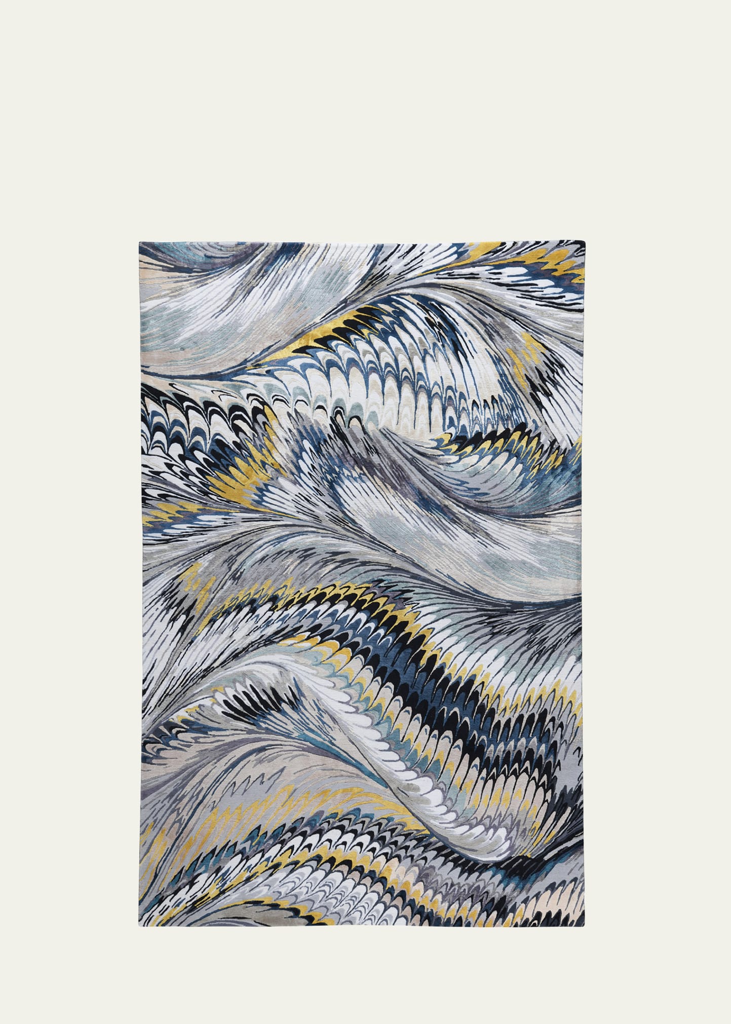The Rug Company X Mary Katrantzou Feather Marble Midnight Hand-knotted Rug, 8' X 10' In Gray