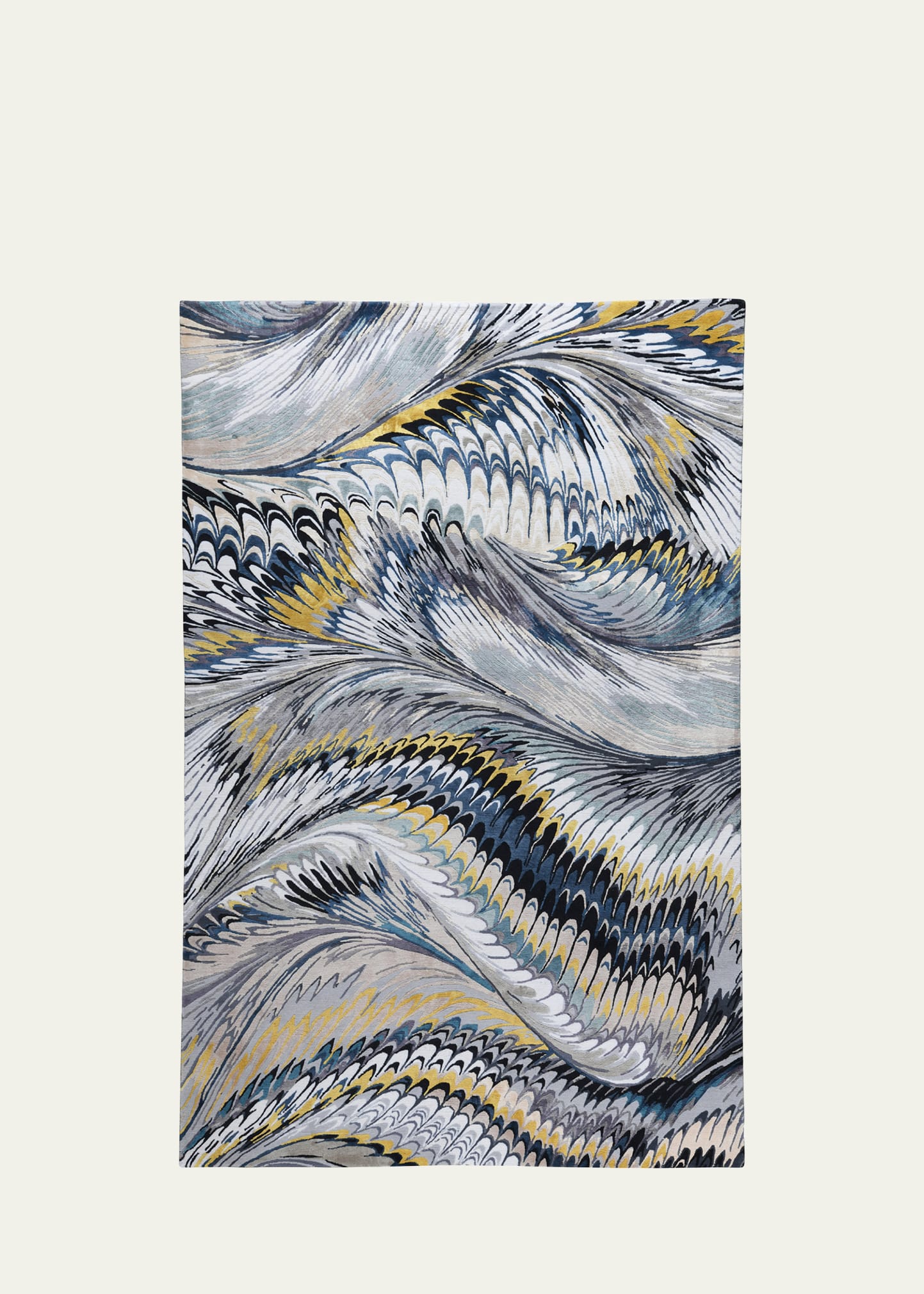 The Rug Company X Mary Katrantzou Feather Marble Midnight Hand-knotted Rug, 9' X 12' In Gray
