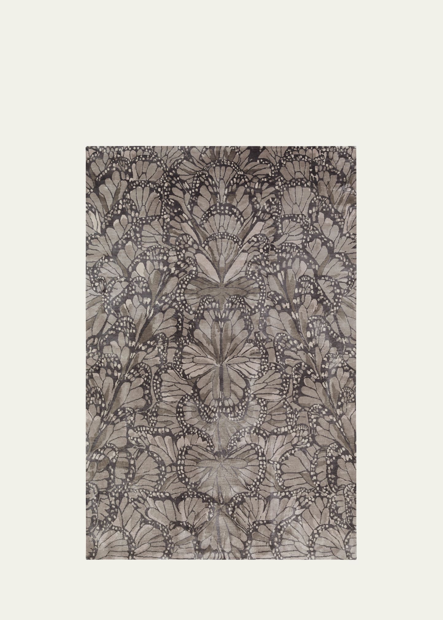 The Rug Company X Alexander Mcqueen Monarch Smoke Hand-knotted Rug, 6' X 9' In Gray