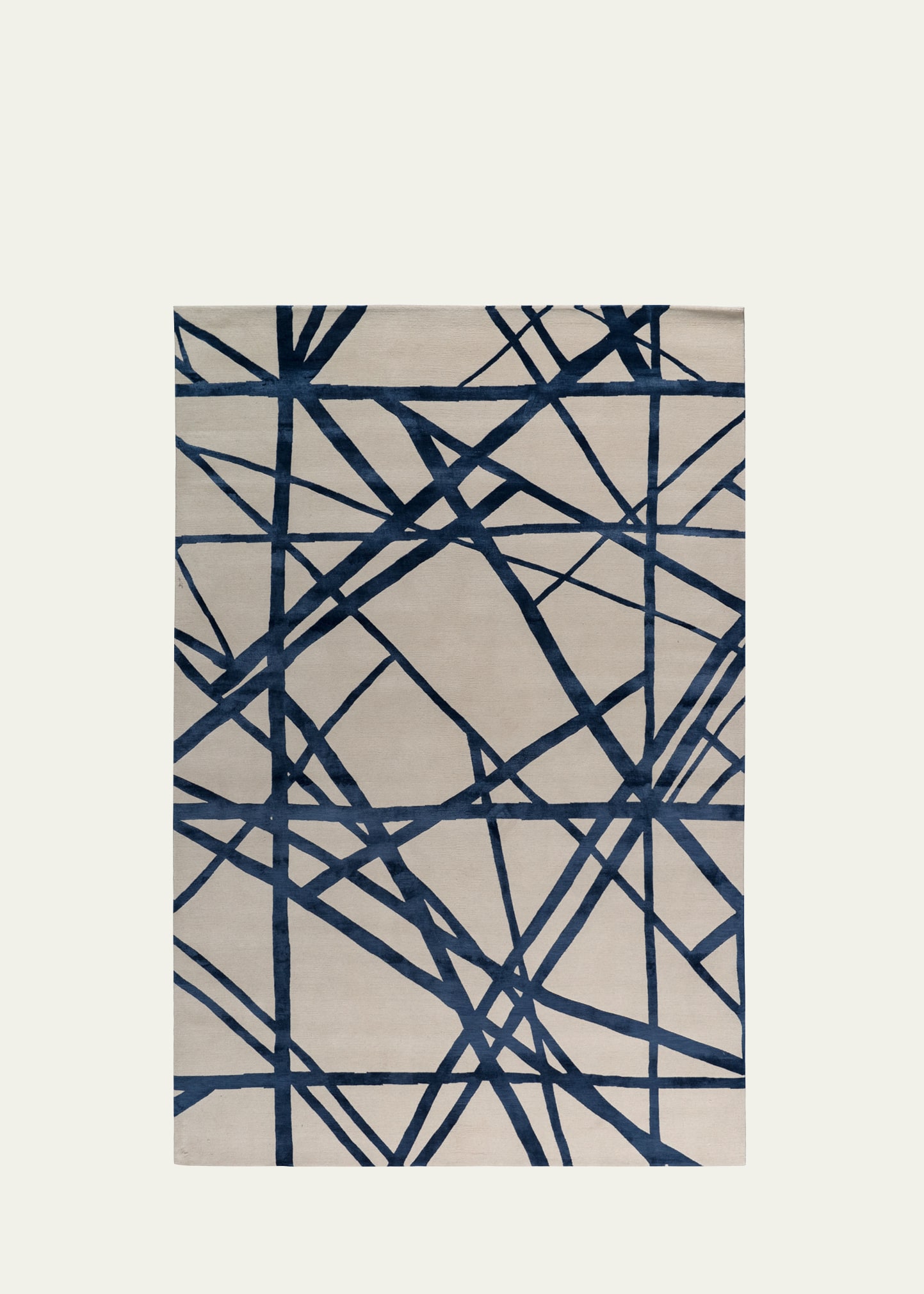 The Rug Company X Kelly Wearstler Channels Indigo Hand-knotted Rug, 6' X 9' In Neutral