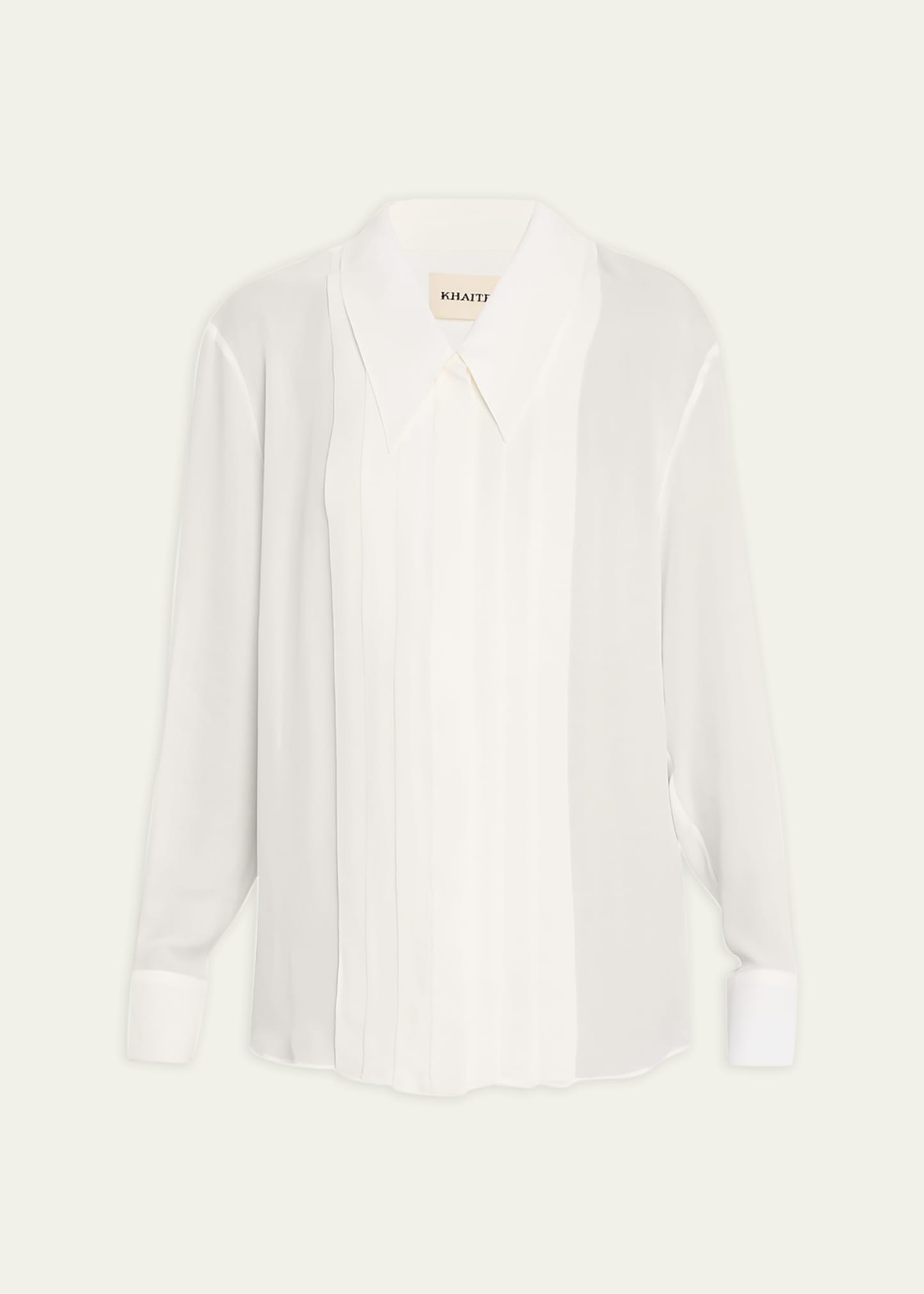 Khaite Dorian Pleated Button-front Top In Cream
