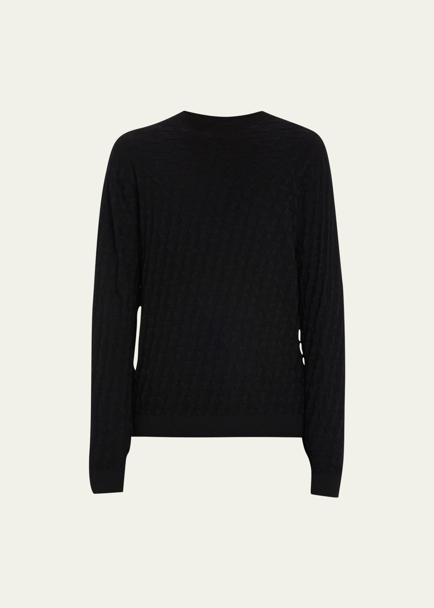 Shop Giorgio Armani Men's Knit Crewneck Sweater In Solid Black