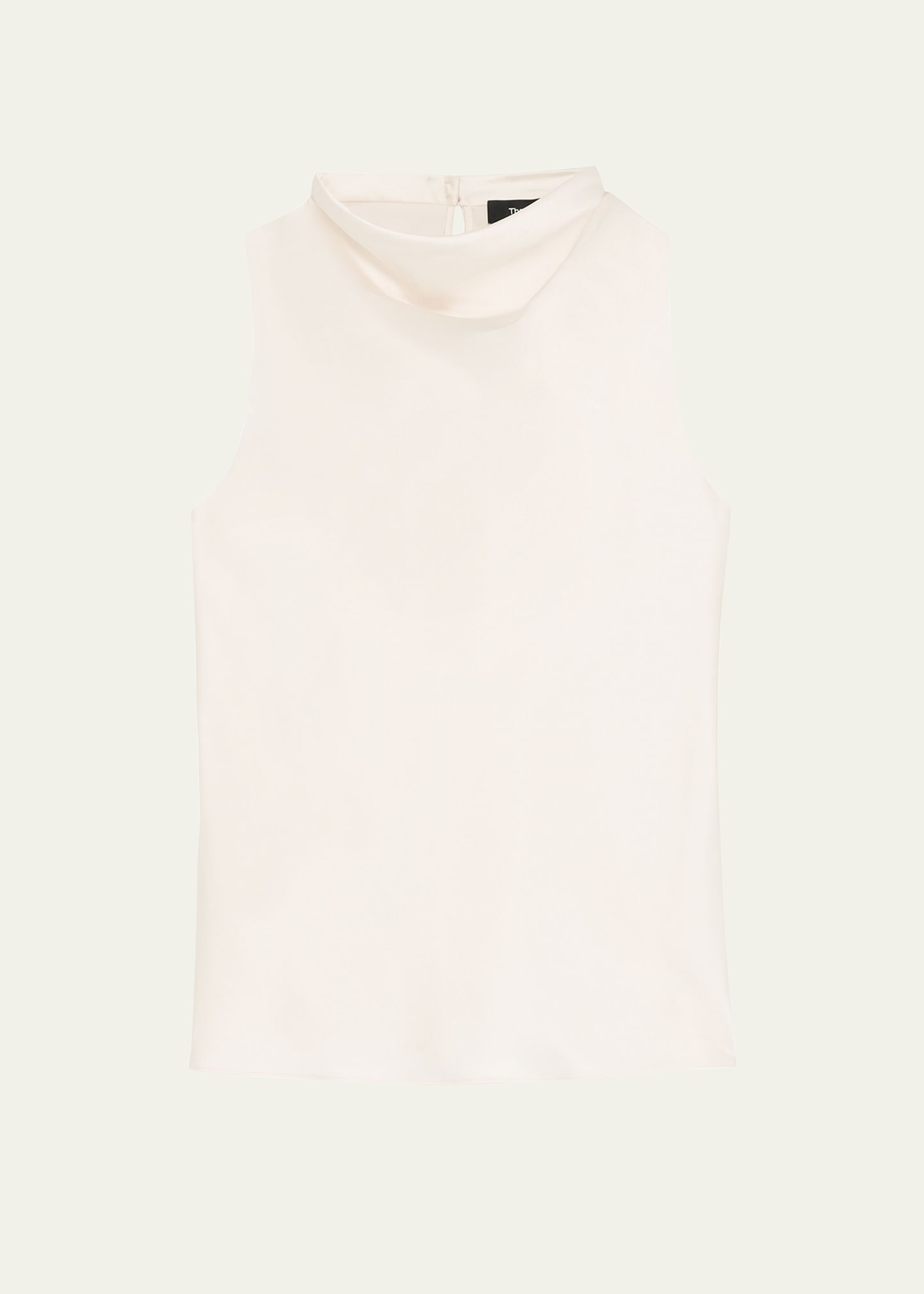 Shop Theory Satin High Cowl-neck Top In Ivory