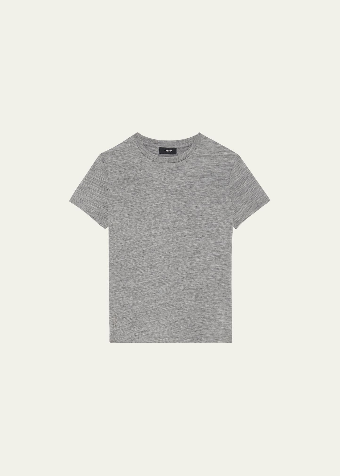 Theory Regal Merino Wool Short-sleeve Crew T-shirt In Grey Melange