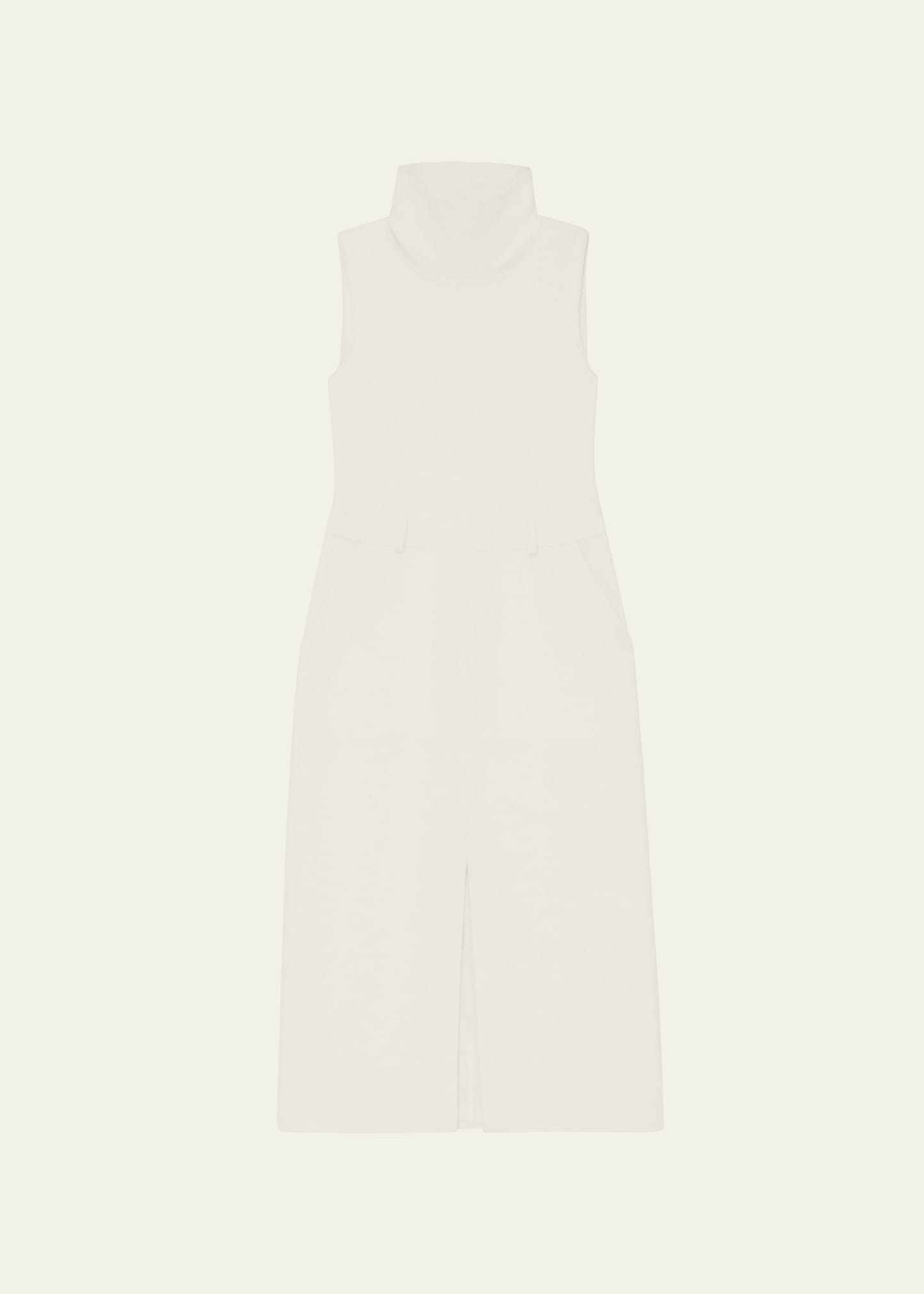 Theory Funnel Neck Combo Dress In Admiral Crepe In Rice