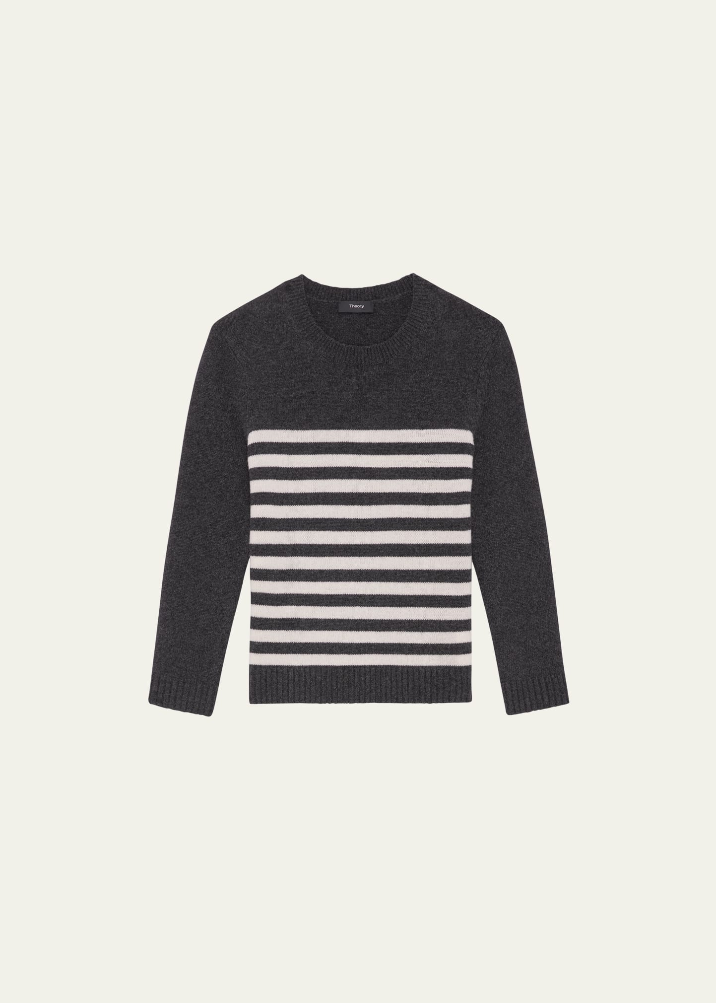 Shrunken 3/4-Sleeve Wool-Cashmere Sweater