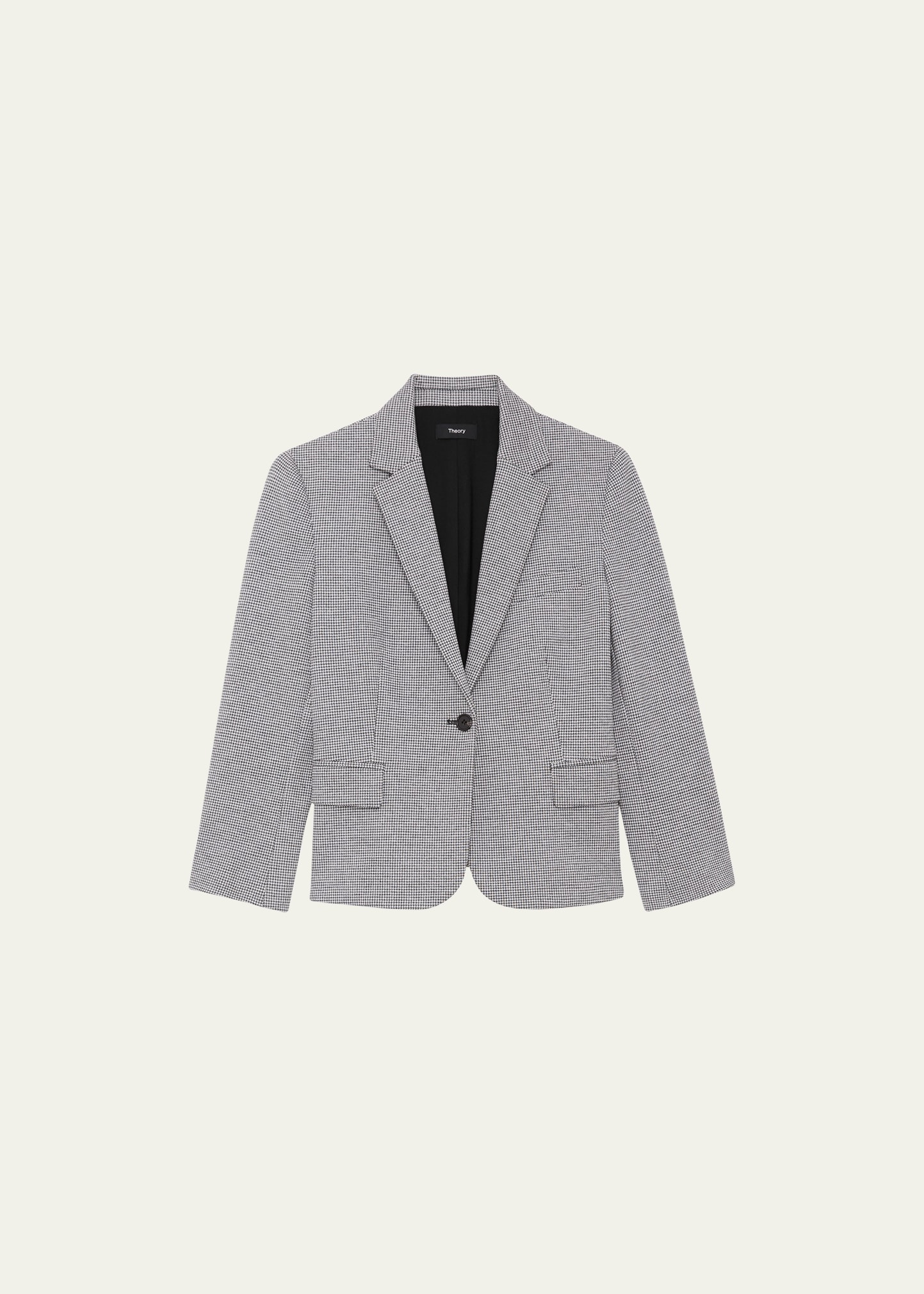 Theory Houndstooth Knit Shrunken Blazer In Black Multi