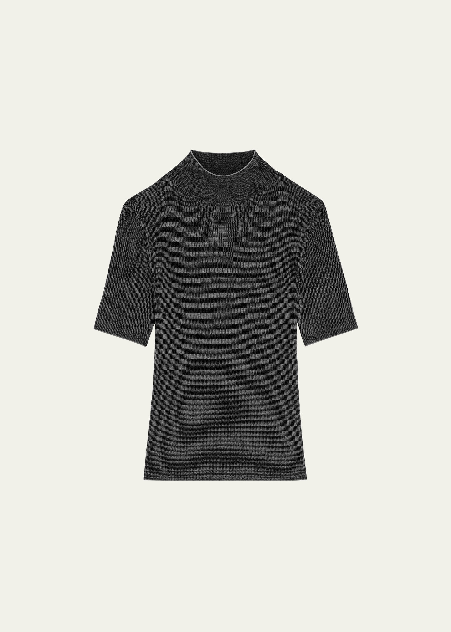 Theory Leenda B Merino Wool Turtleneck Top In Minkdark Charcoal