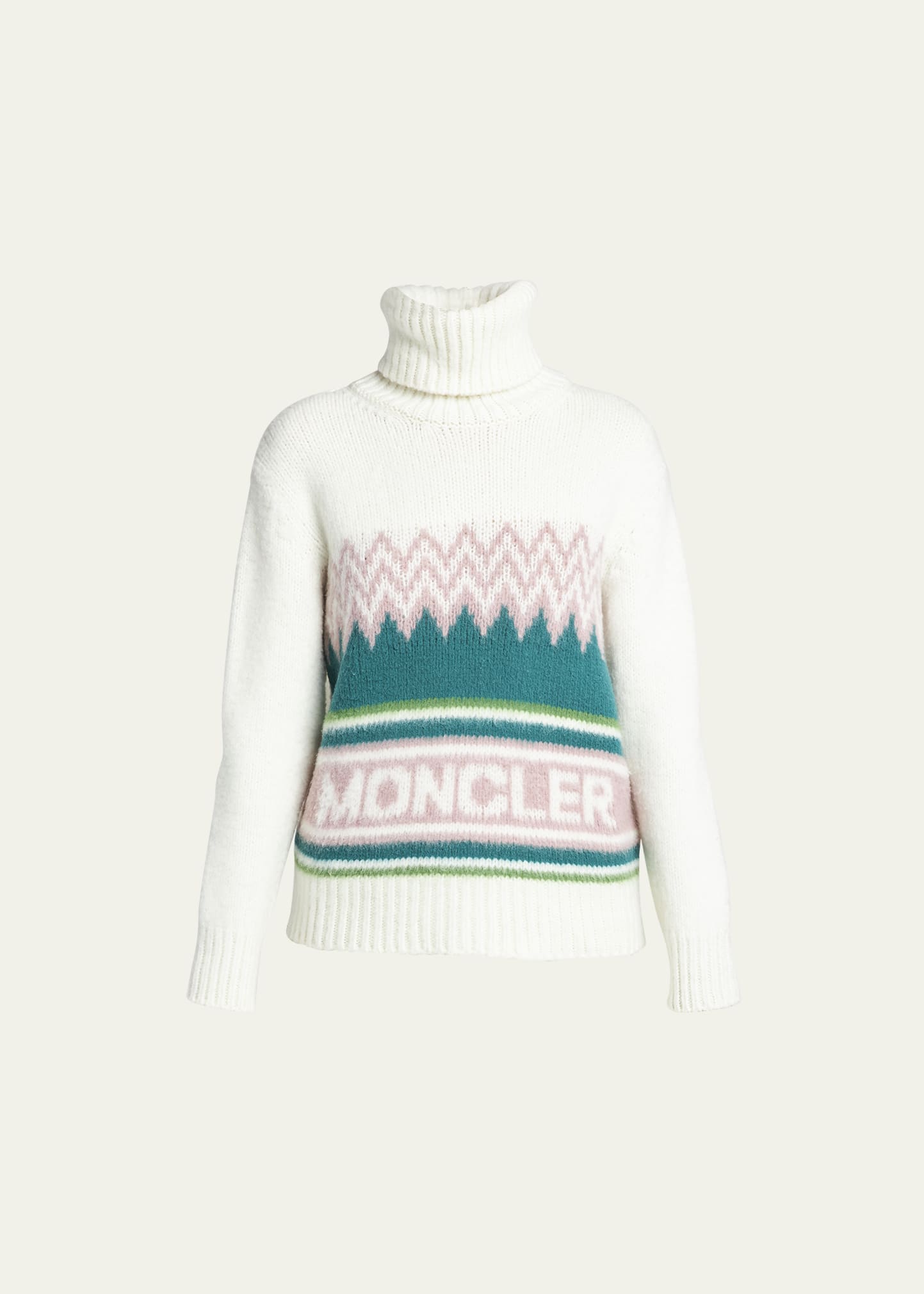 Wool-Blend Intarsia Knit Turtleneck