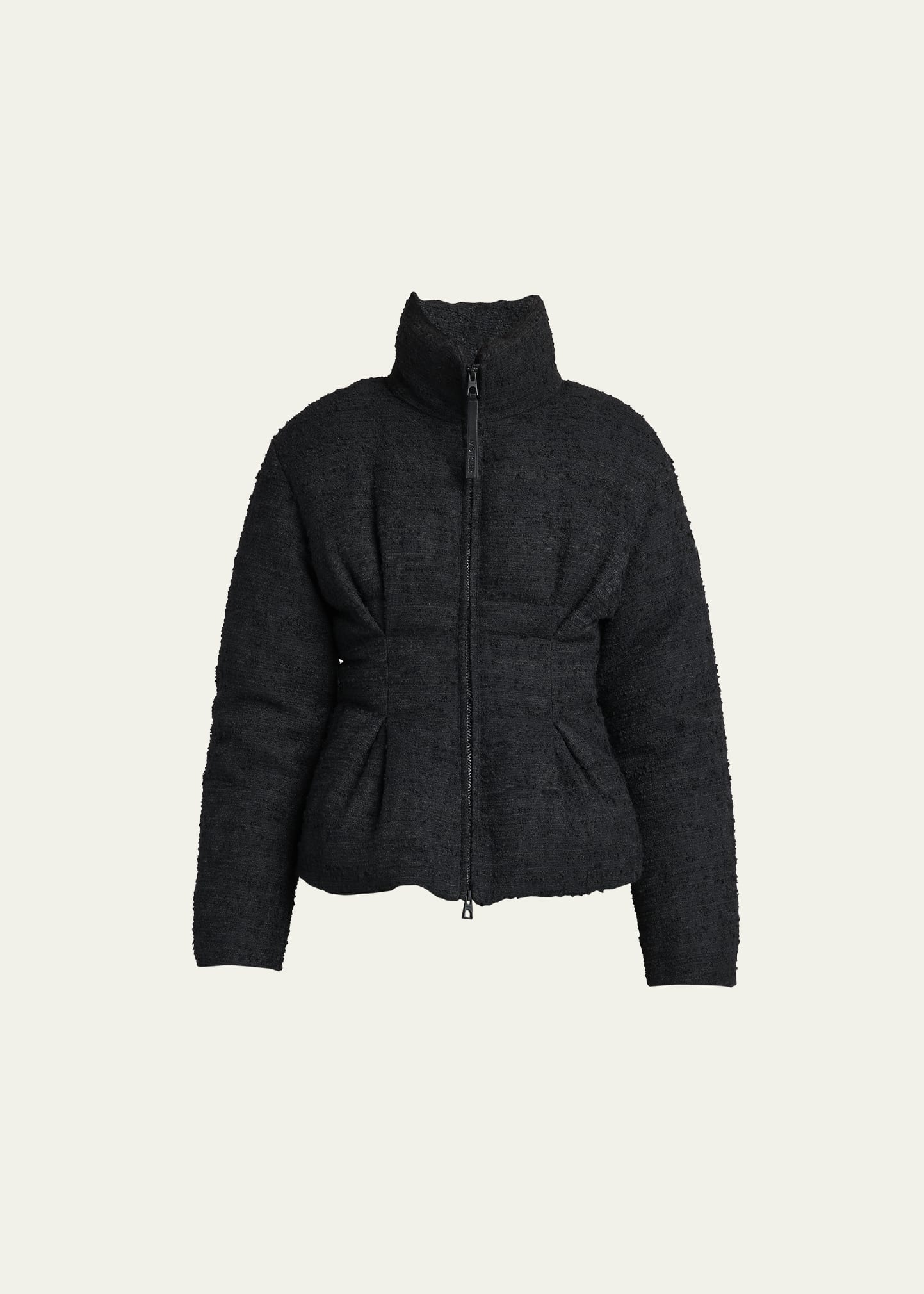Moncler Caraline Tweed Puffer Jacket In Black