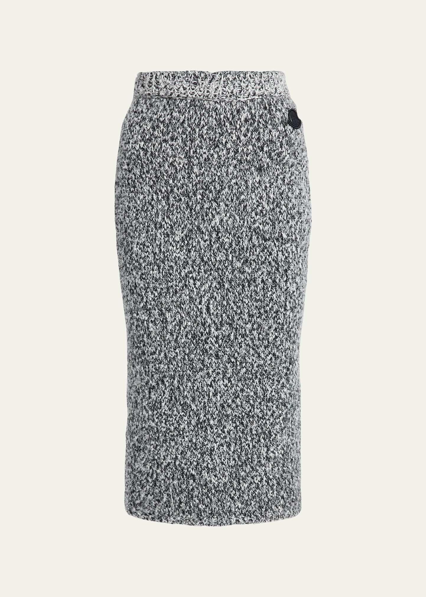 Shop Moncler Wool Knitwear Midi Skirt With Back Zip In Black