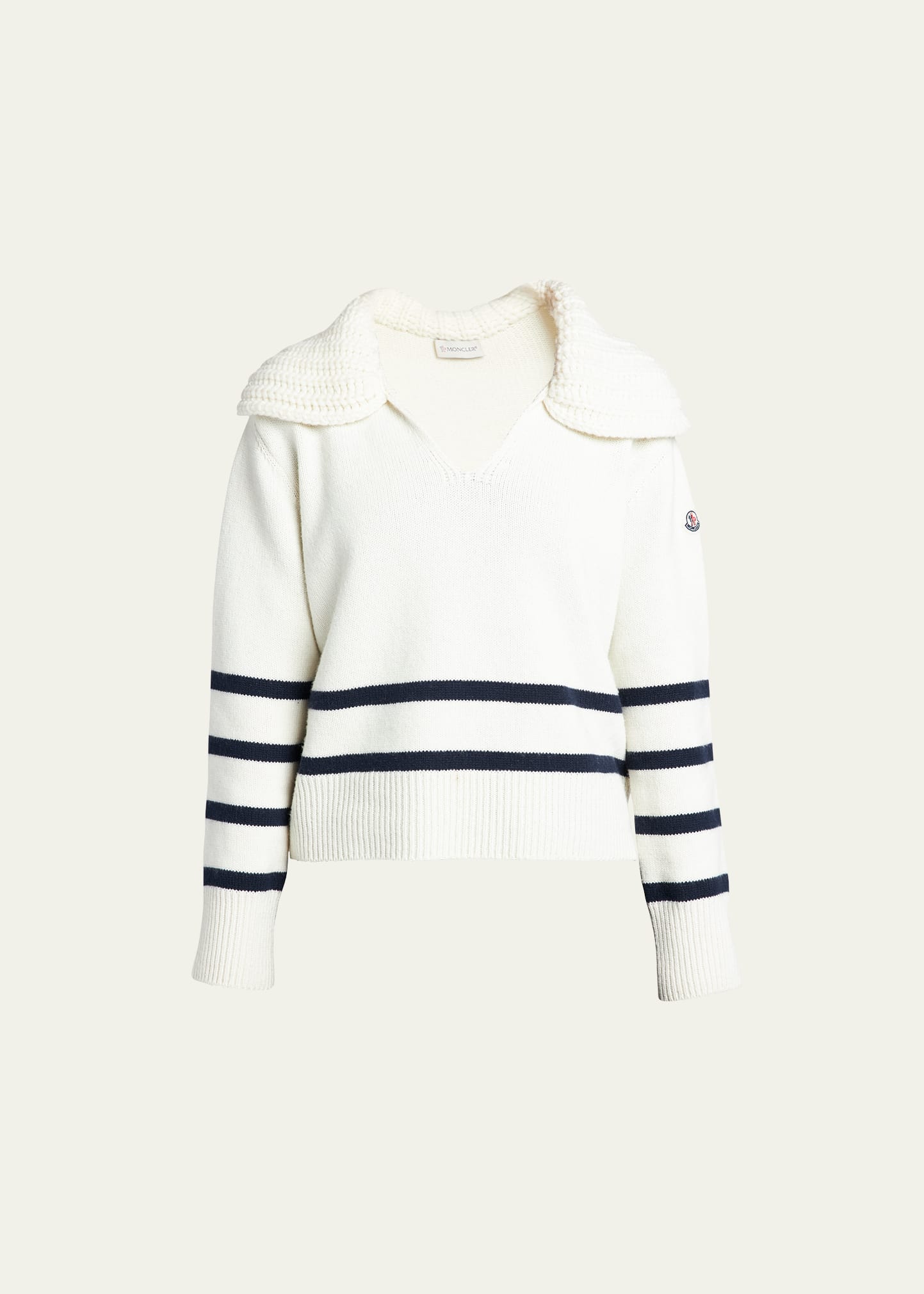 Cashmere-Blend Striped Polo Sweater