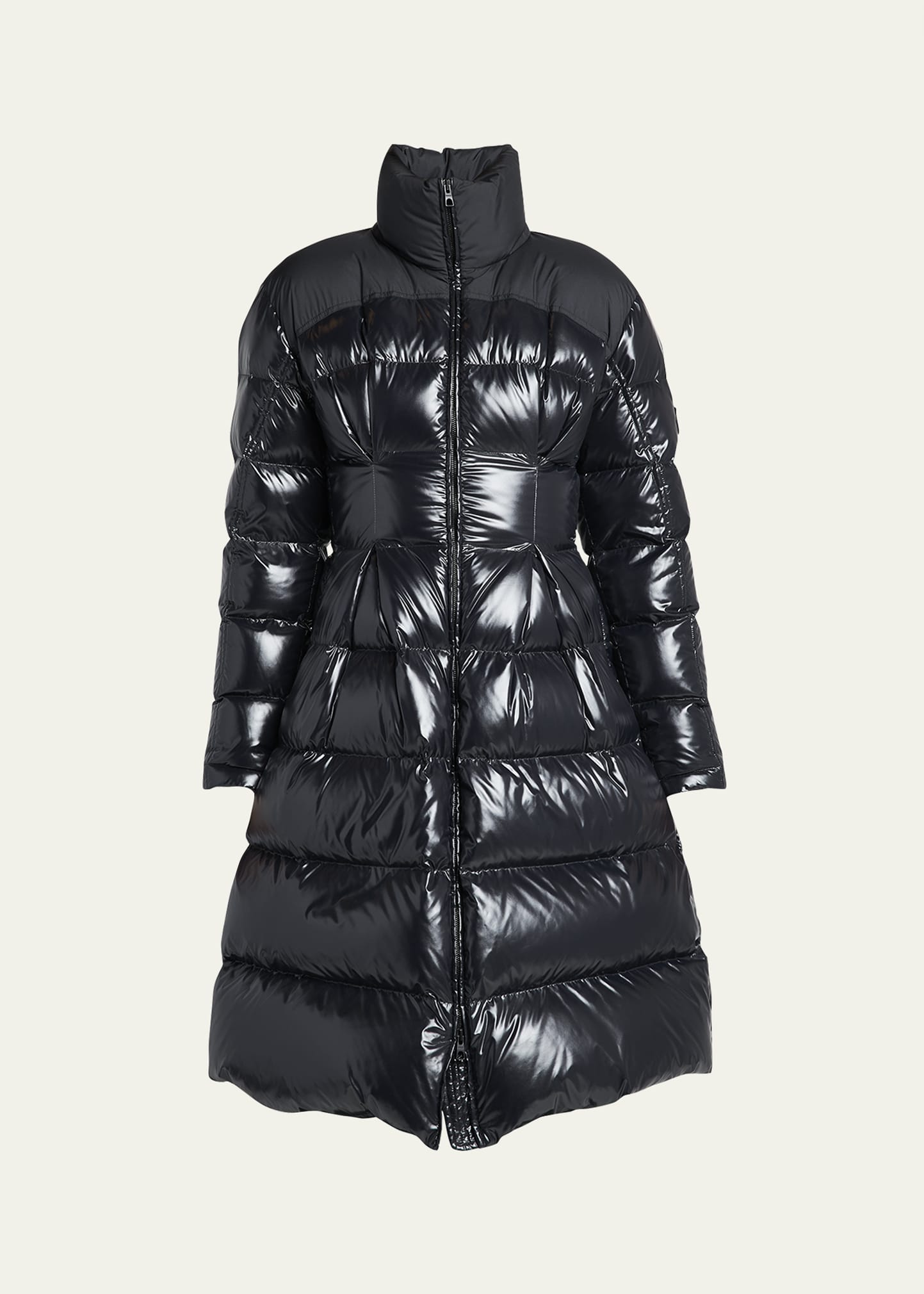 Shop Moncler Berardie Long Puffer Coat In Dark Grey