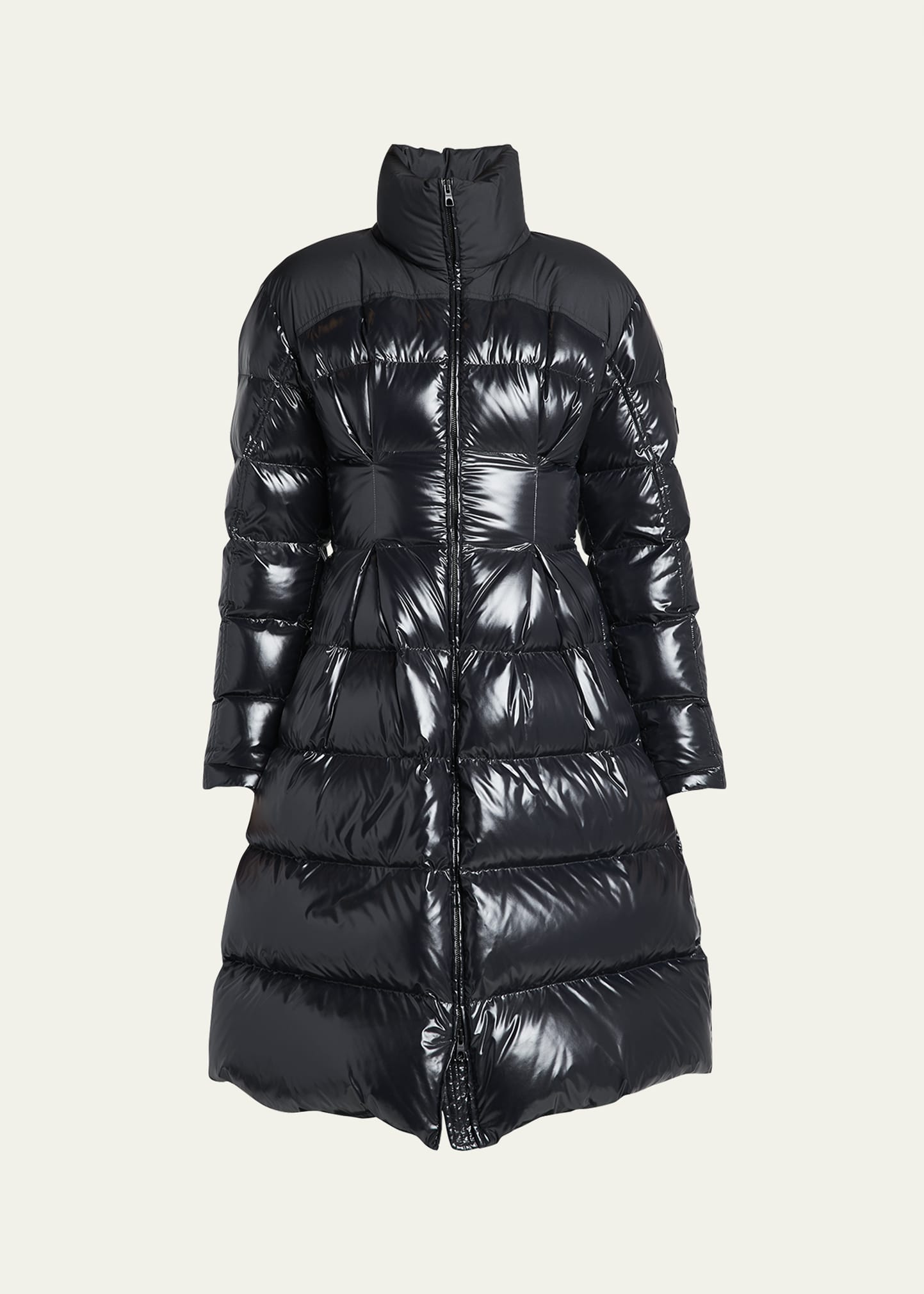 Moncler Berardie Long Puffer Coat In Dark Grey
