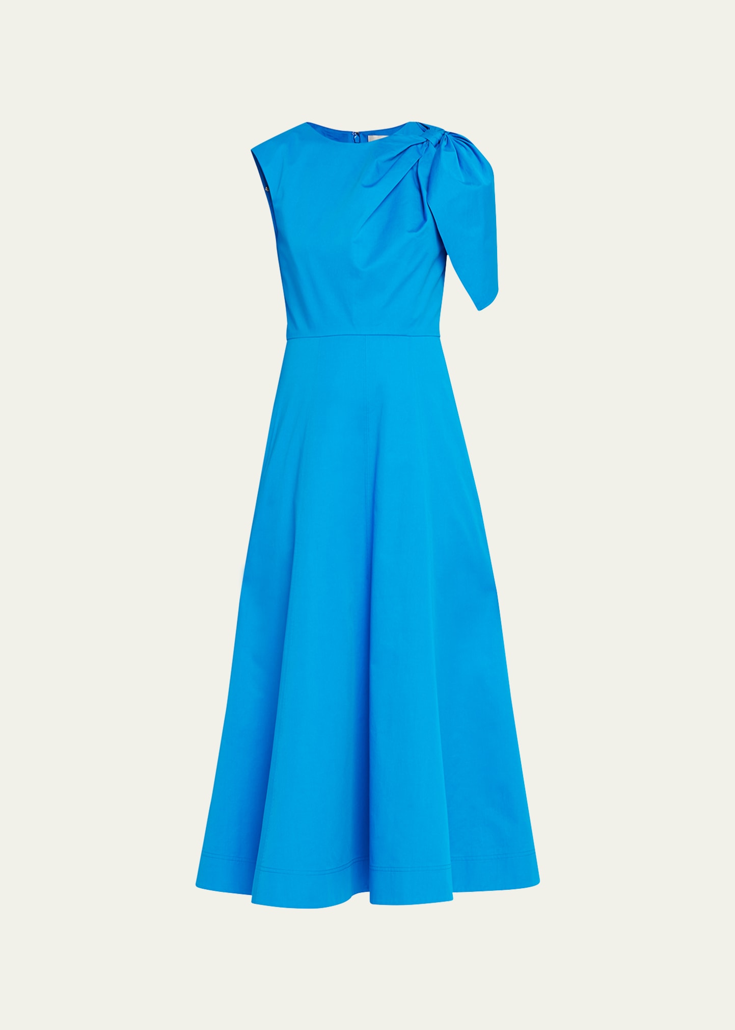 Roland Mouret Sleeveless Midi Aline Dress With Bow On Shoulder In Blue