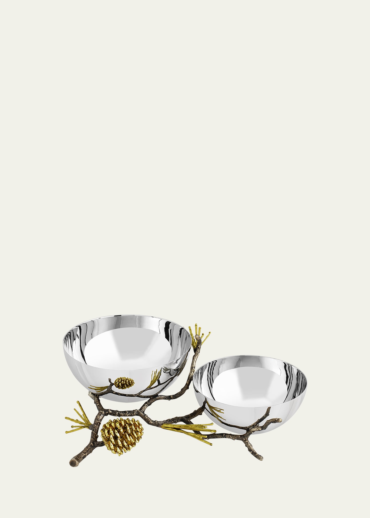 Michael Aram Pine Cone Double Bowl In Gray