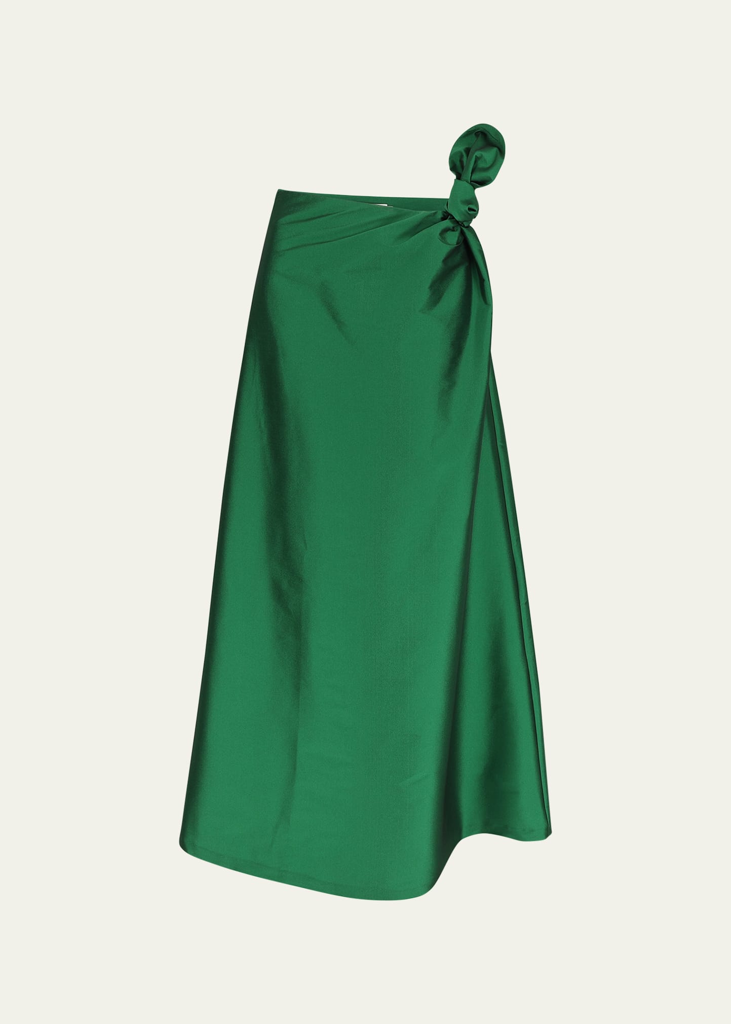 Shop Bernadette Carlotta Side Bow Satin Skirt In Emerald Green