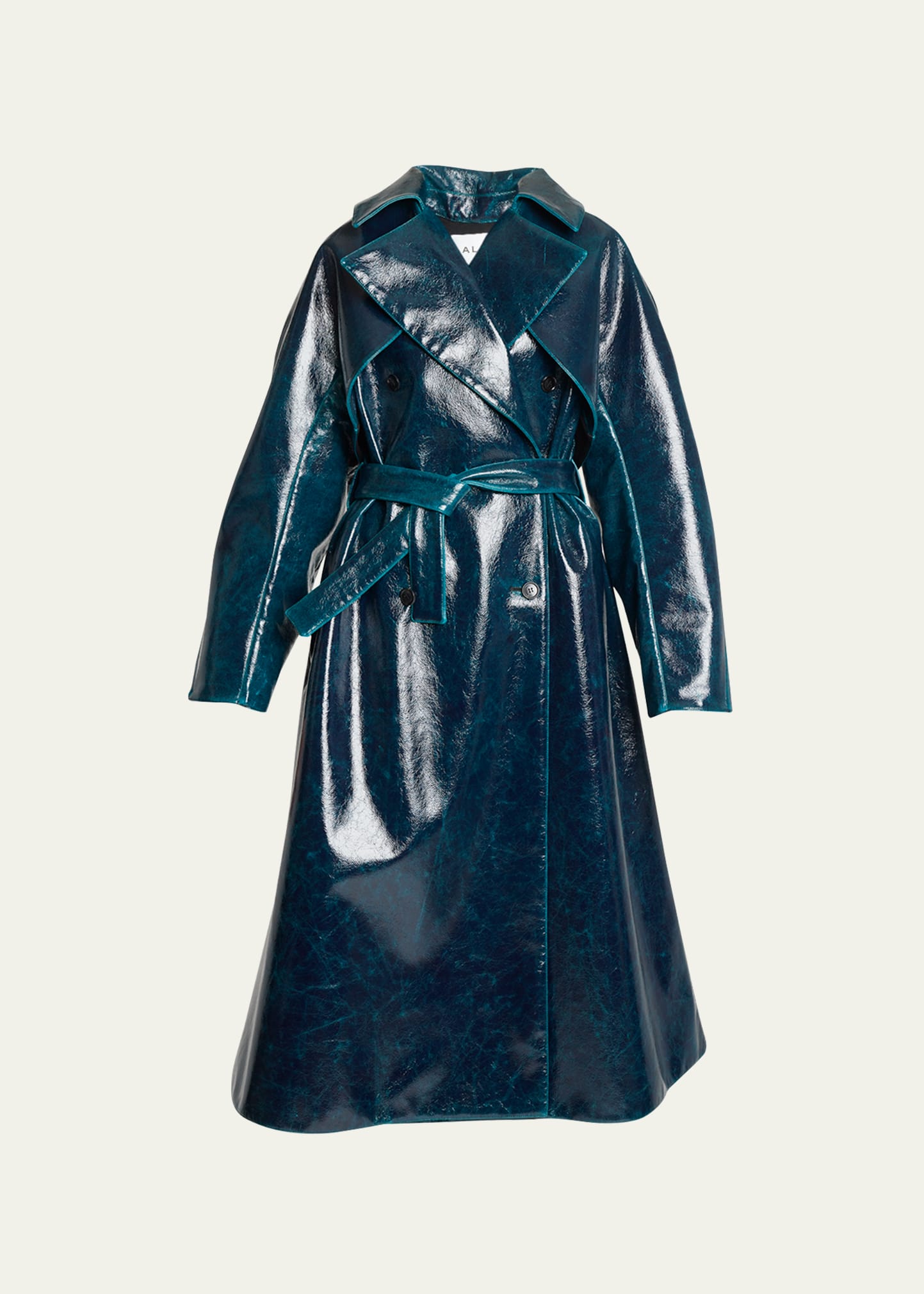 Wool Vinyl Belted Trench Coat