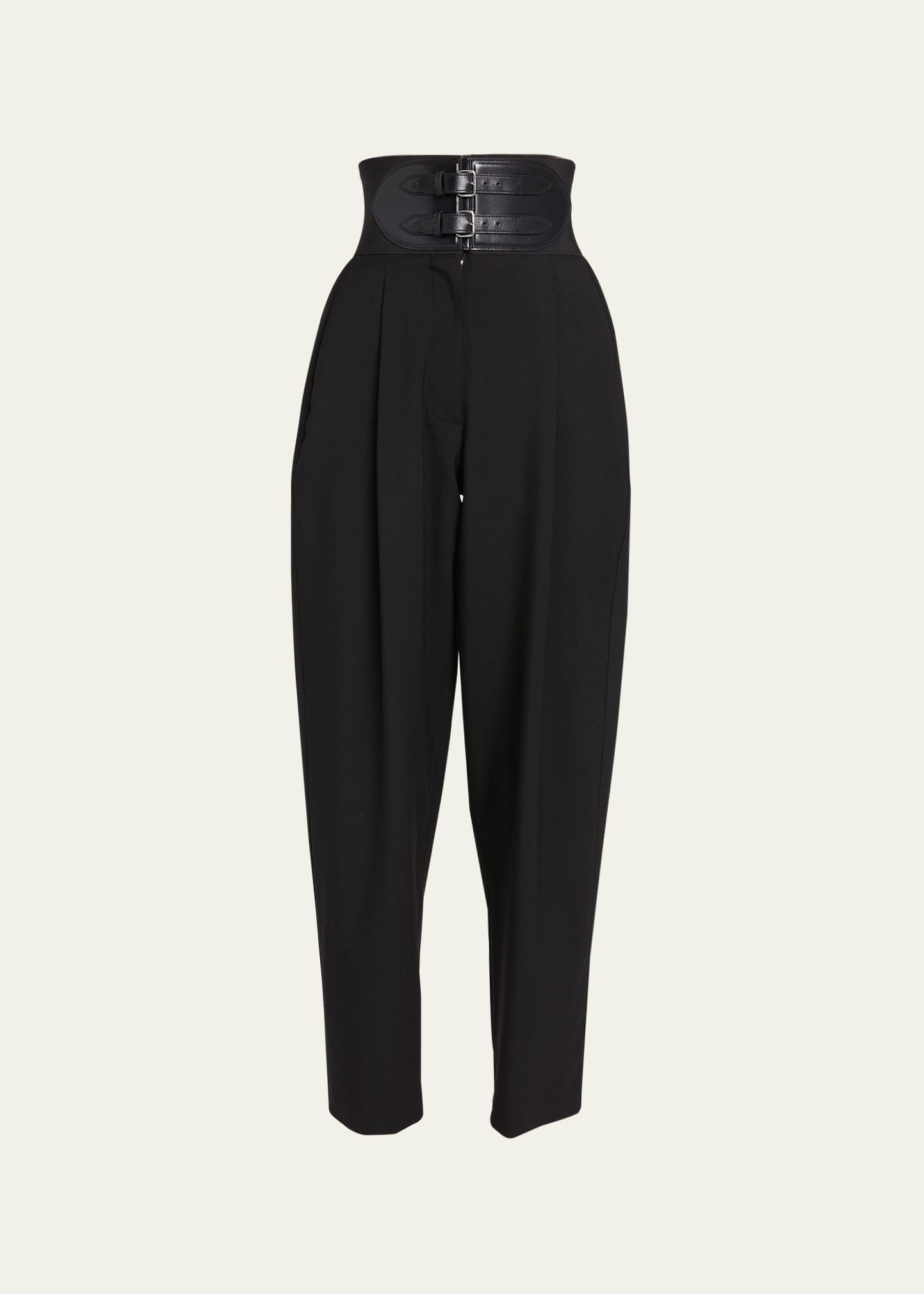 Shop Alaïa Belted Cropped Trousers In Noir Alaia