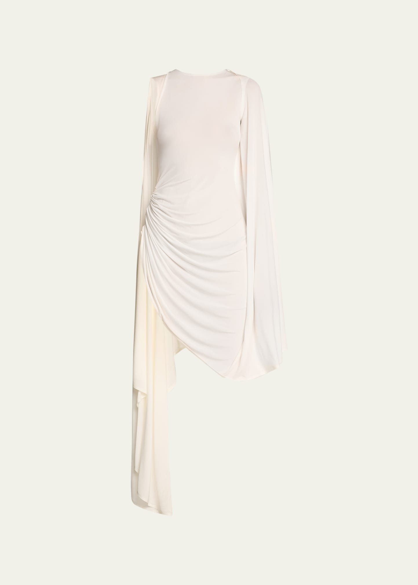 Alaïa Ruched Draped Jersey Mini Cape Dress In Blanc