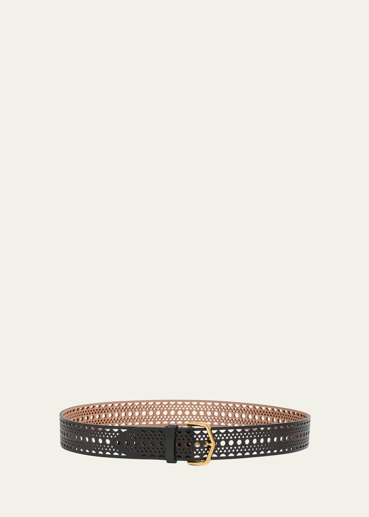 Shop Alaïa Vienne Thin Laser-cut Leather Belt In Noir