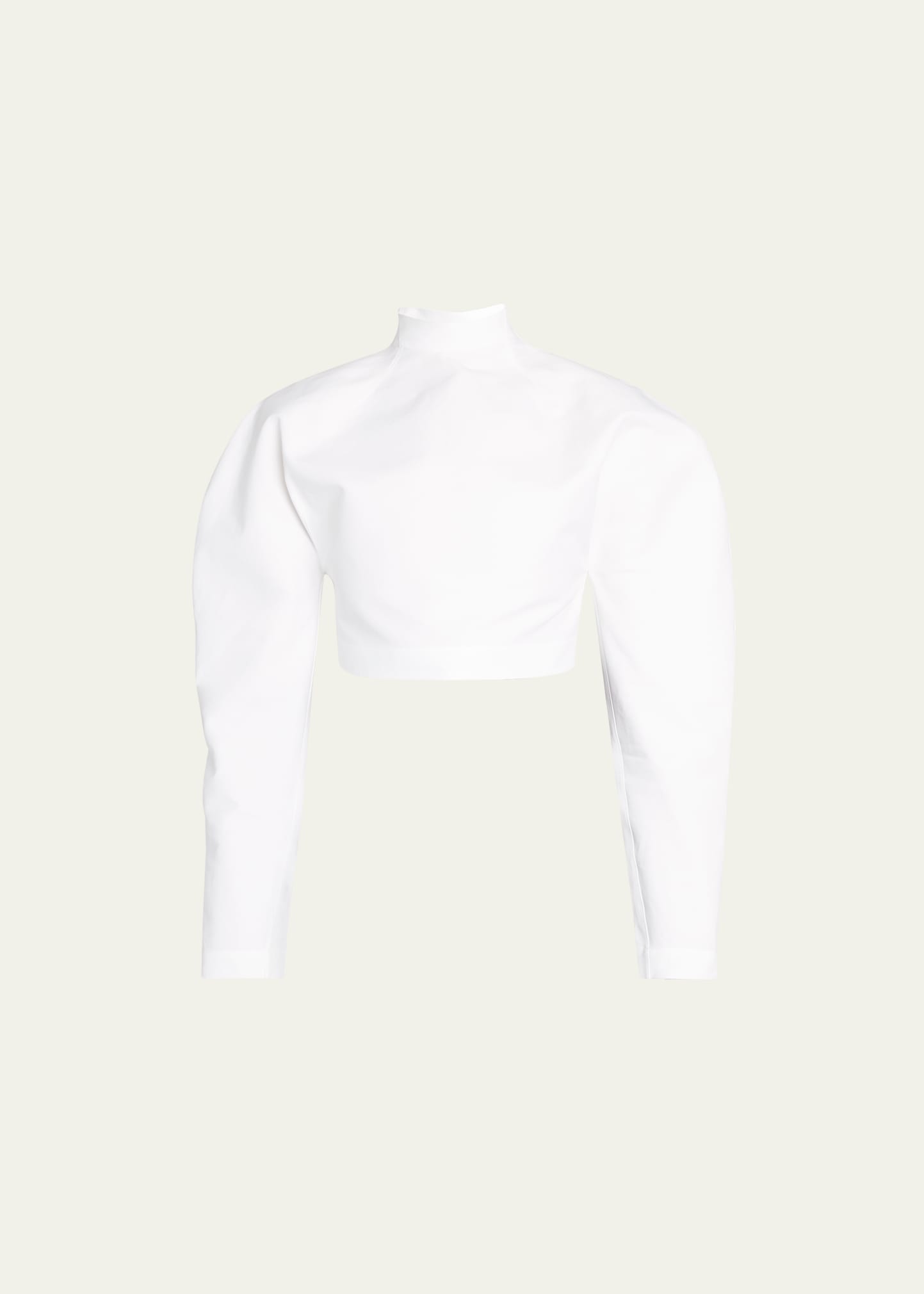Mock Neck Cropped Cotton Top