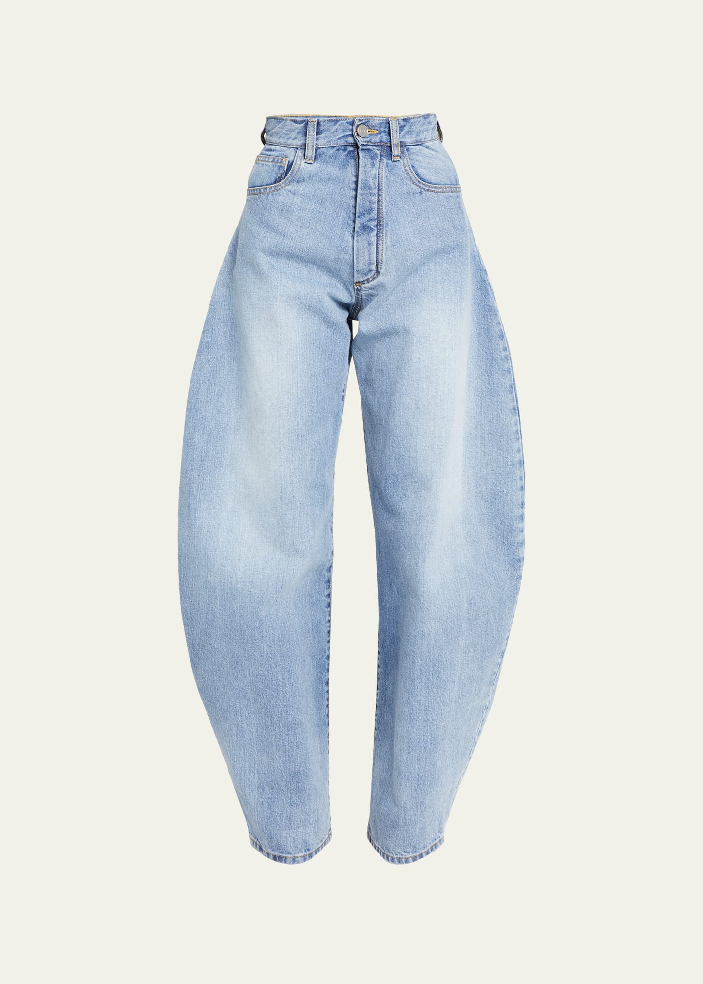 Exaggerated Rounded Wide-Leg Denim Jeans