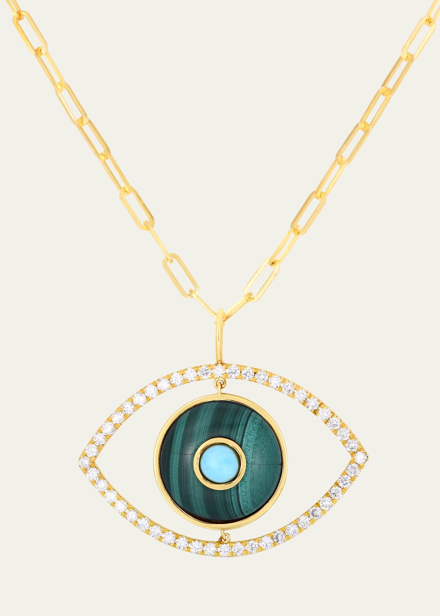 Audrey C. Jewels Diamond And Gemstone Evil Eye Pendant Necklace In Gold