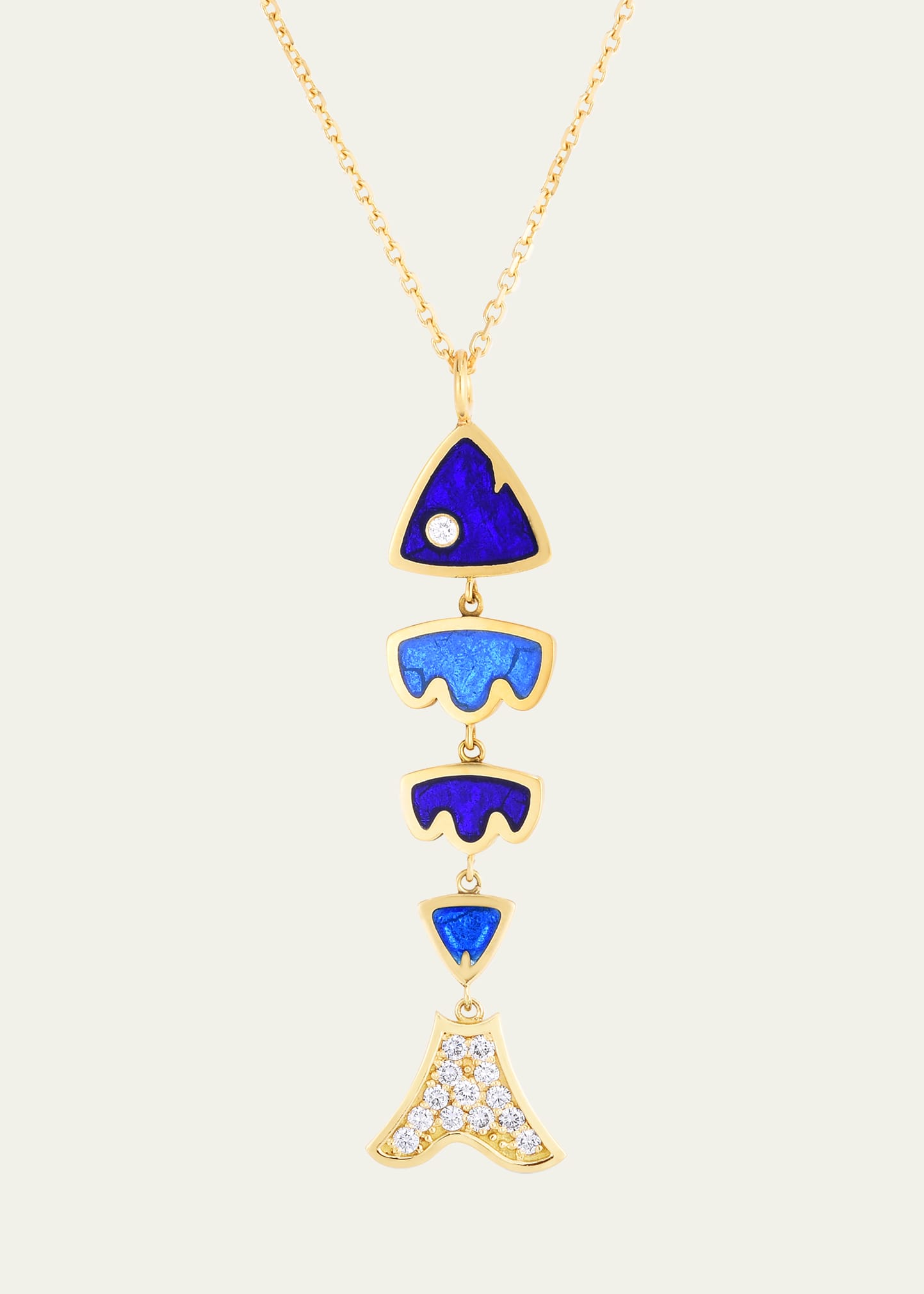 Audrey C. Jewels Fragmented Fish Enamel And Diamond Pendant Necklace In Gold