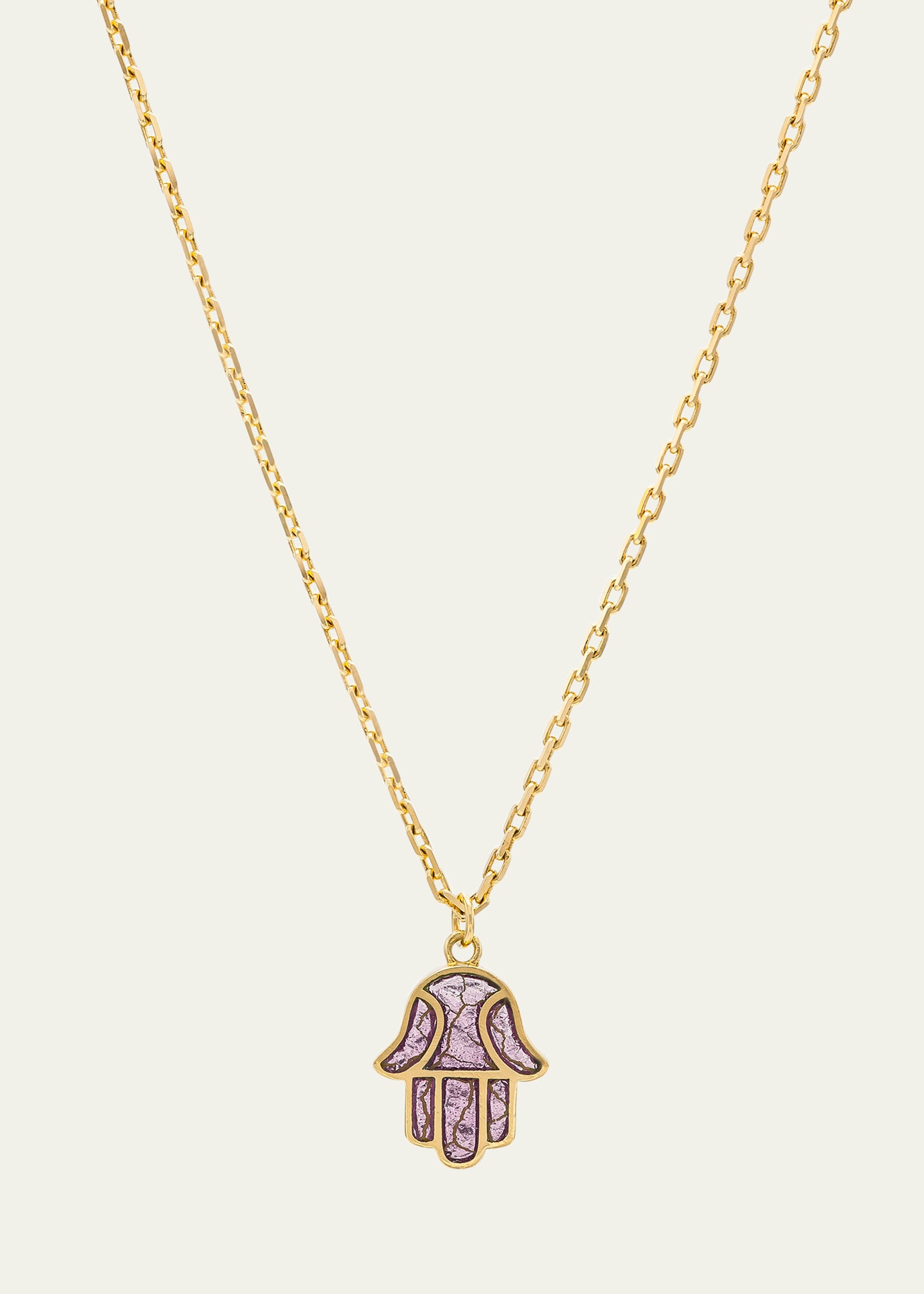 Audrey C. Jewels Hamsa Enamel Pendant Necklace In Gold