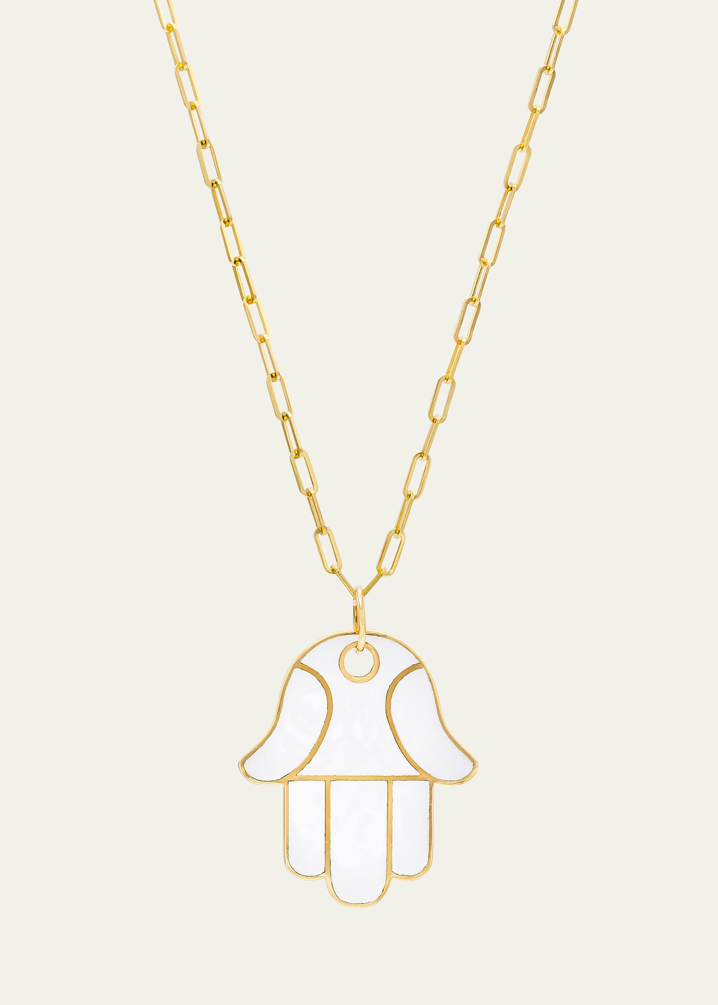 Audrey C. Jewels Hamsa Enamel Pendant Necklace In Gold