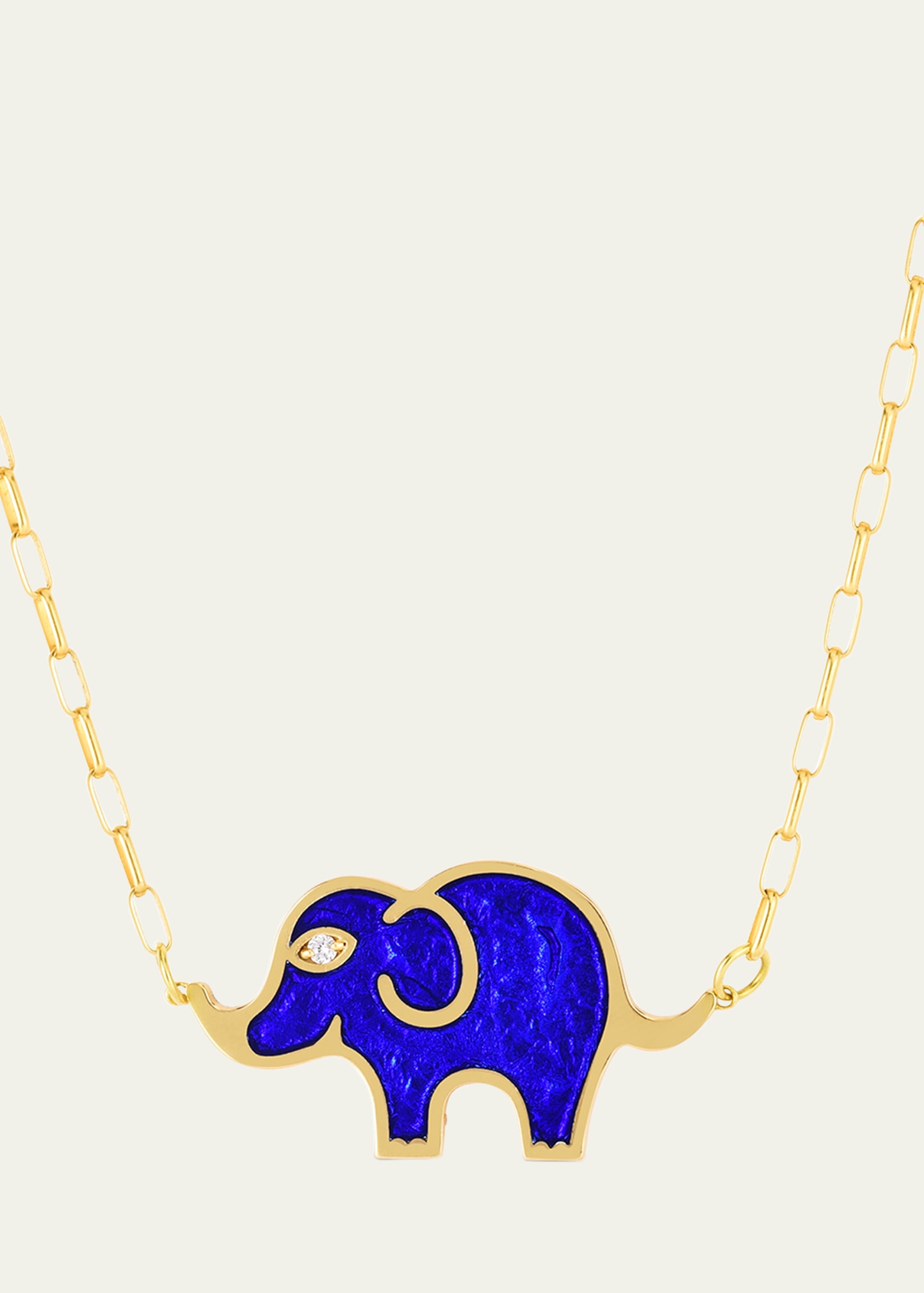 Audrey C. Jewels Elephant Enamel Pendant Necklace In Blue